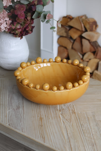 Mustard Bobble Edged Bowl