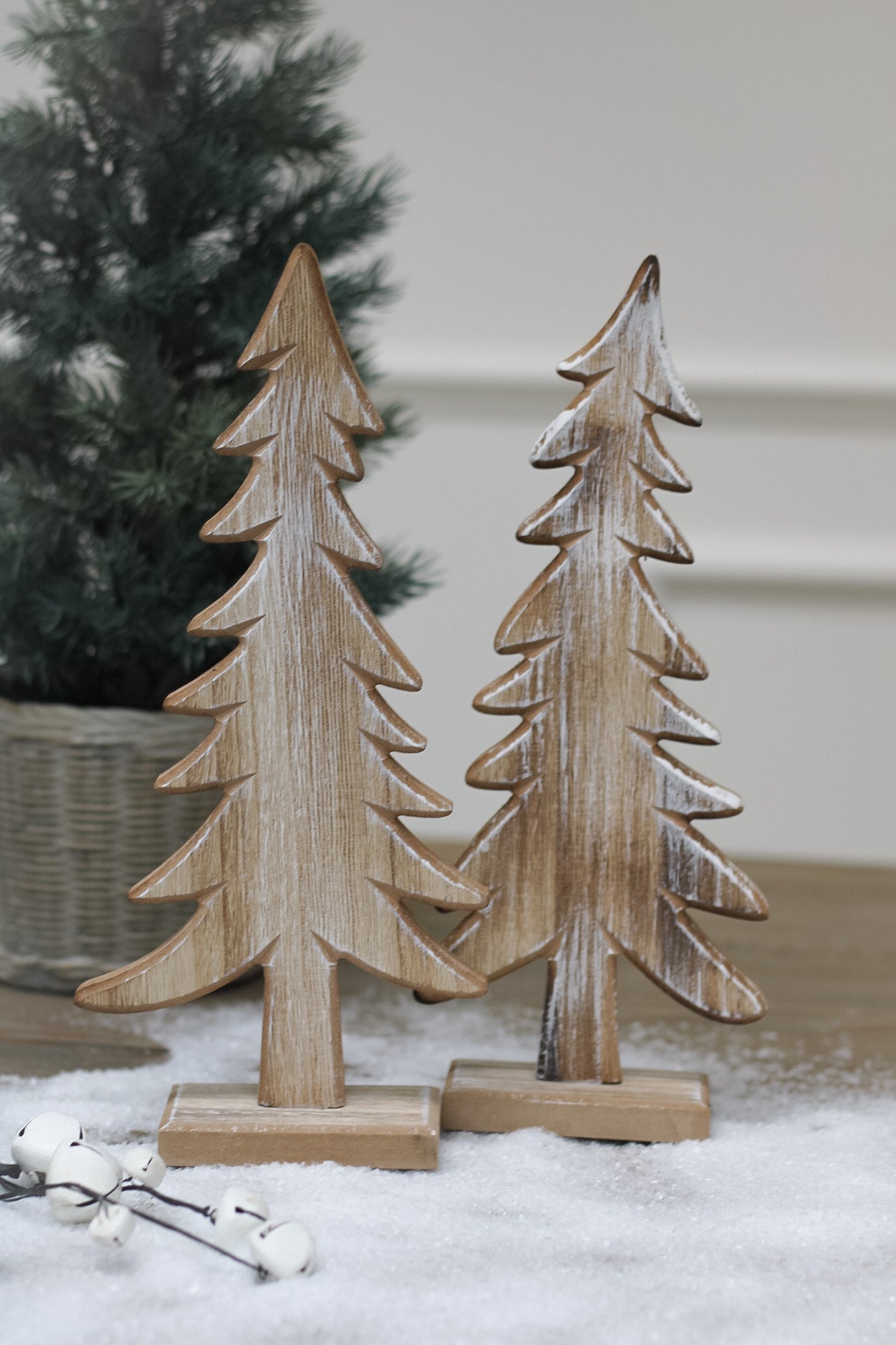 Natural Wooden Christmas Trees | Set of 2