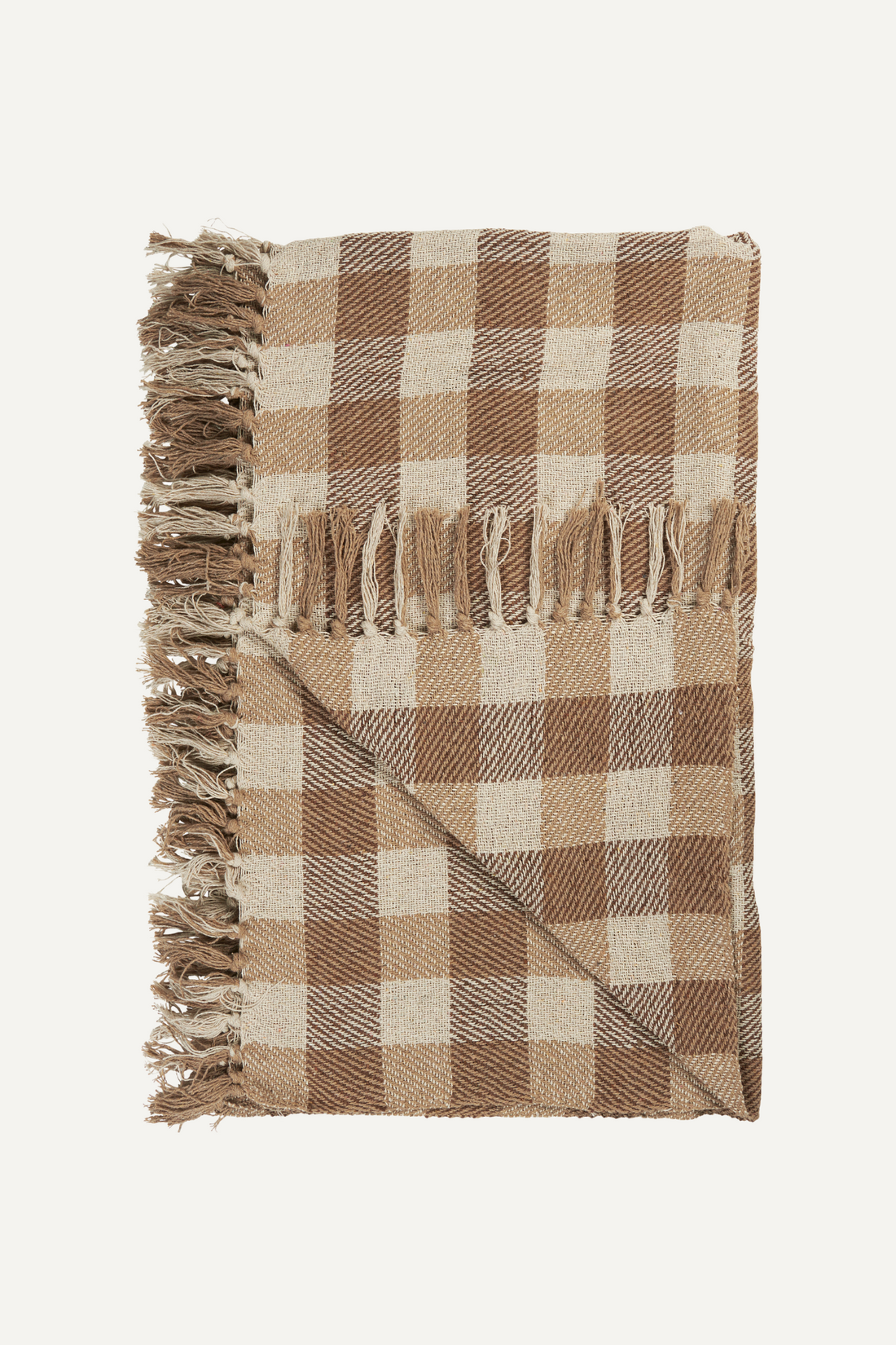 Natural and Beige Check Throw