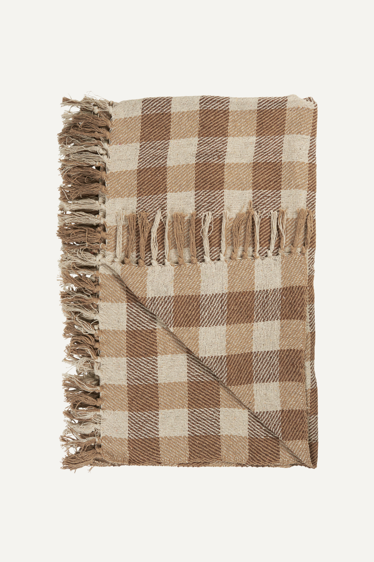 Natural and Beige Check Throw