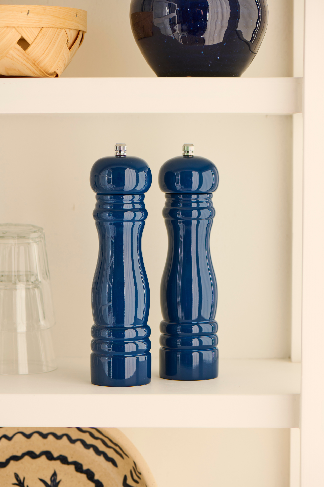 Navy Wooden Salt and Pepper Mills