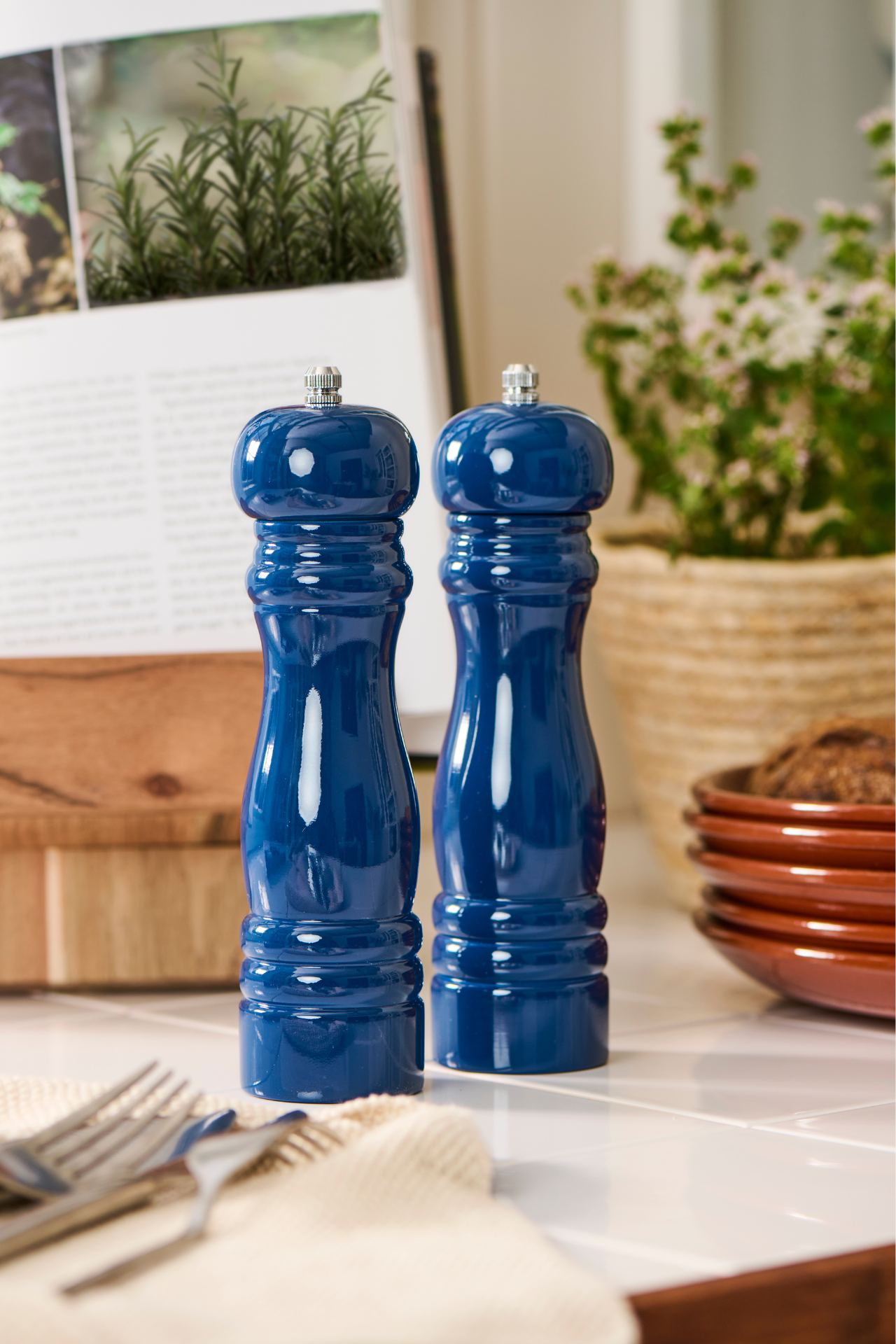 Navy Wooden Salt and Pepper Mills