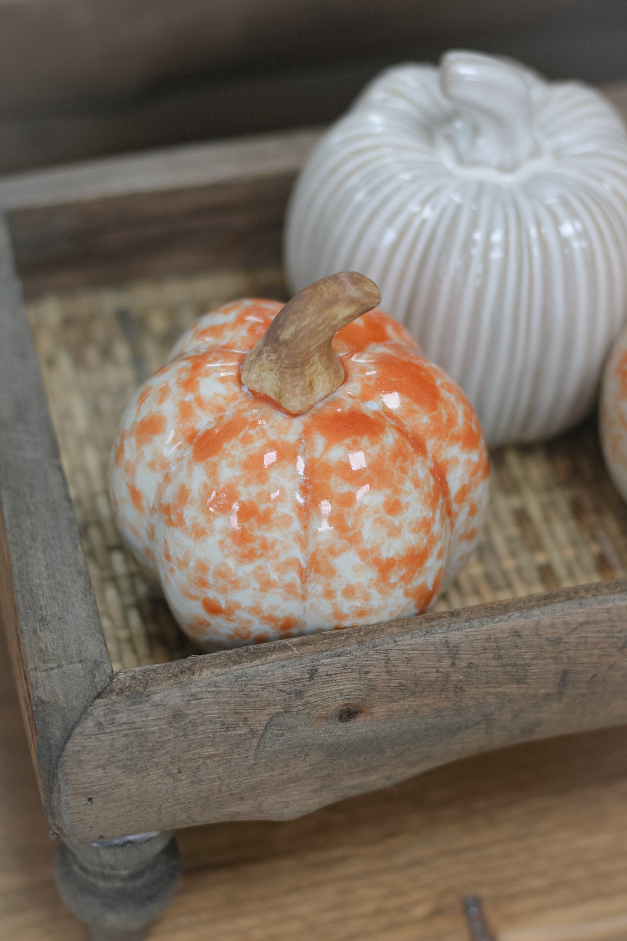 Orange Dappled Porcelain Pumpkin