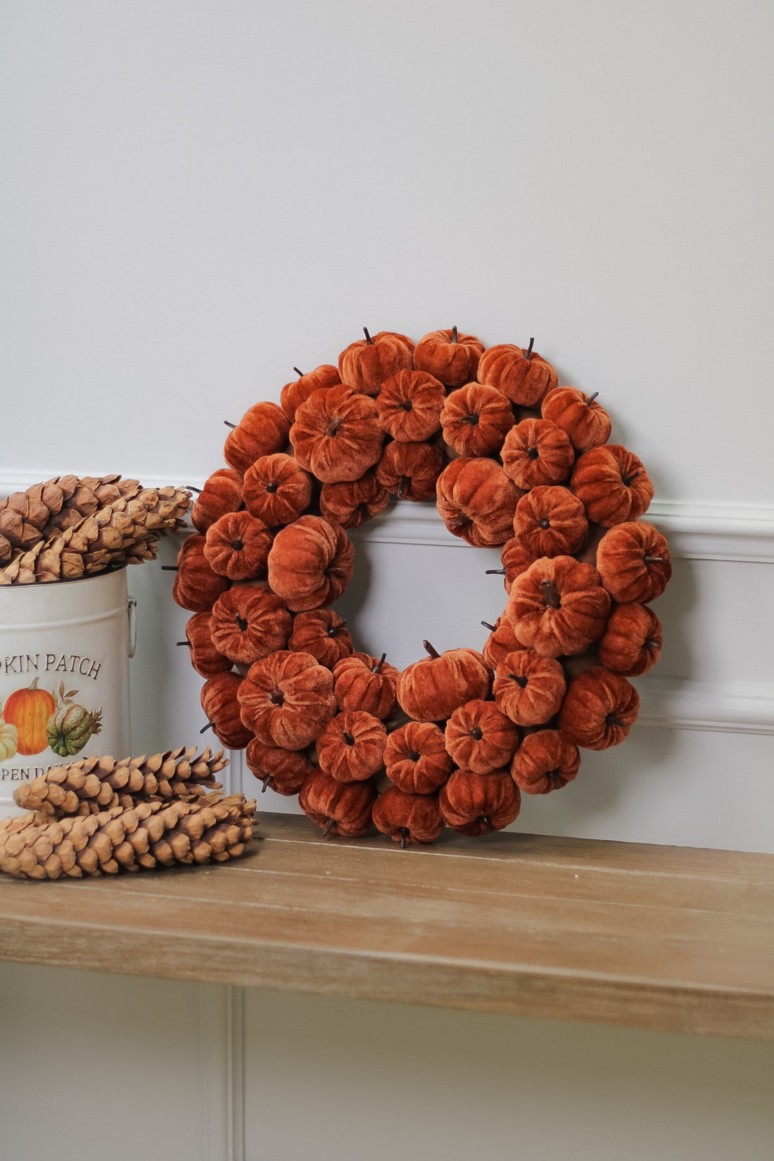 Orange Velvet Little Pumpkins Wreath