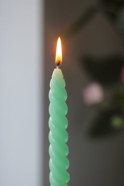 Pastel Mint Green Twisted Dinner Candles