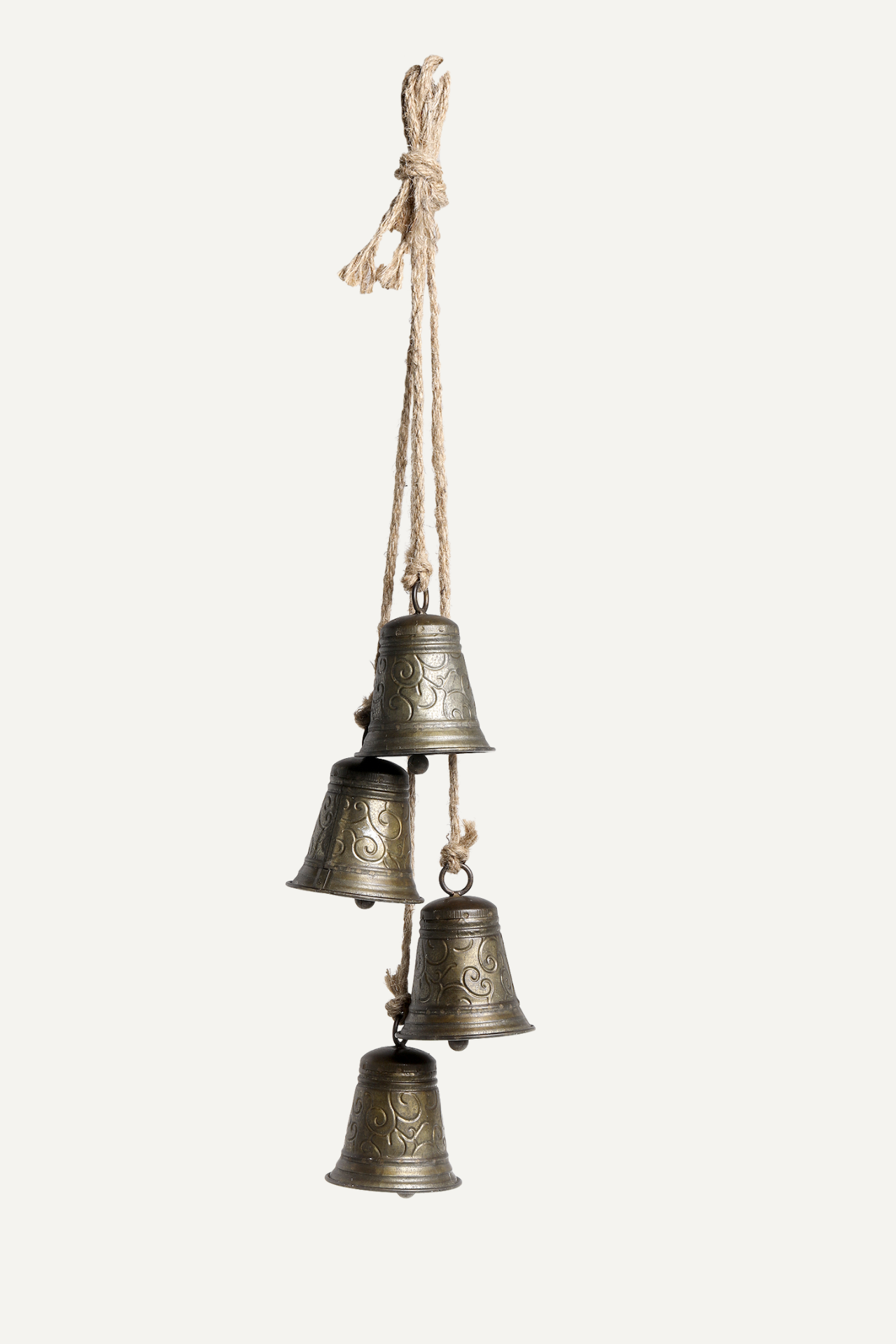 Patterned Antique Brass Bells Garland