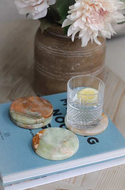 Round Natural Onyx Coasters