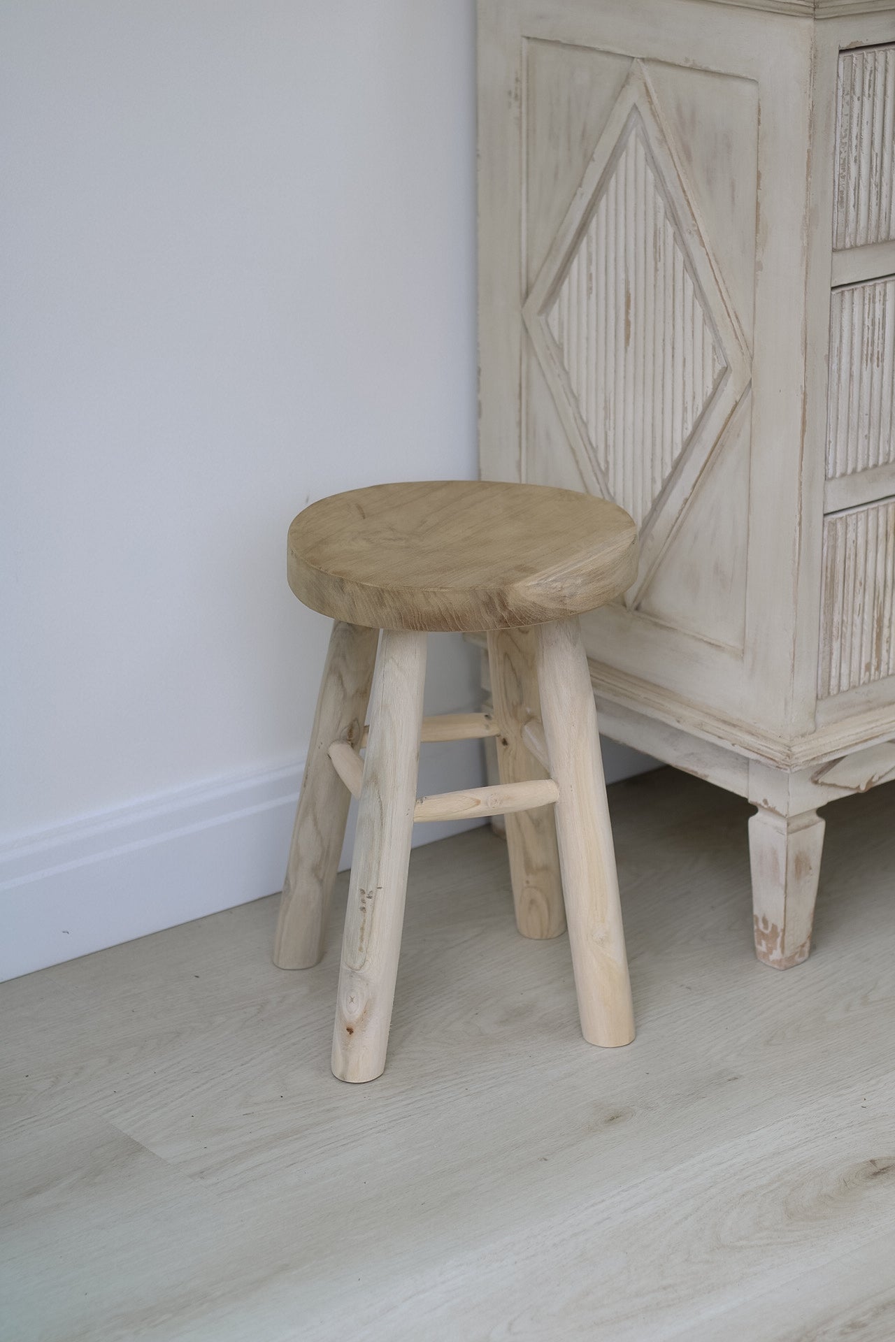 Round Teak Wooden Stool for home decor