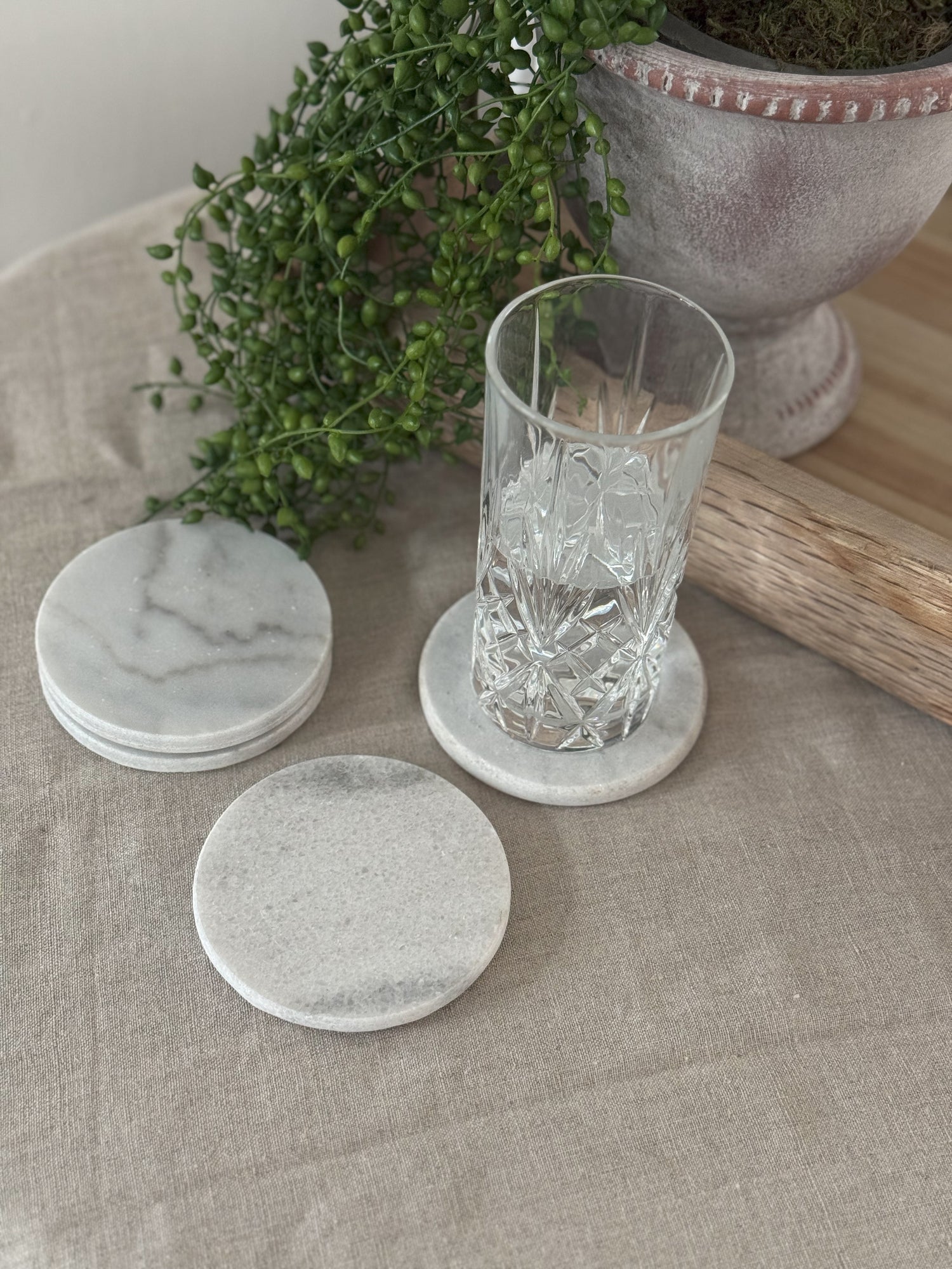 Round White Marble Coasters