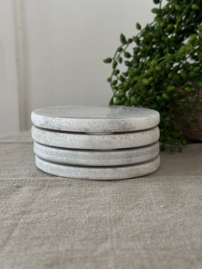 Round White Marble Coasters