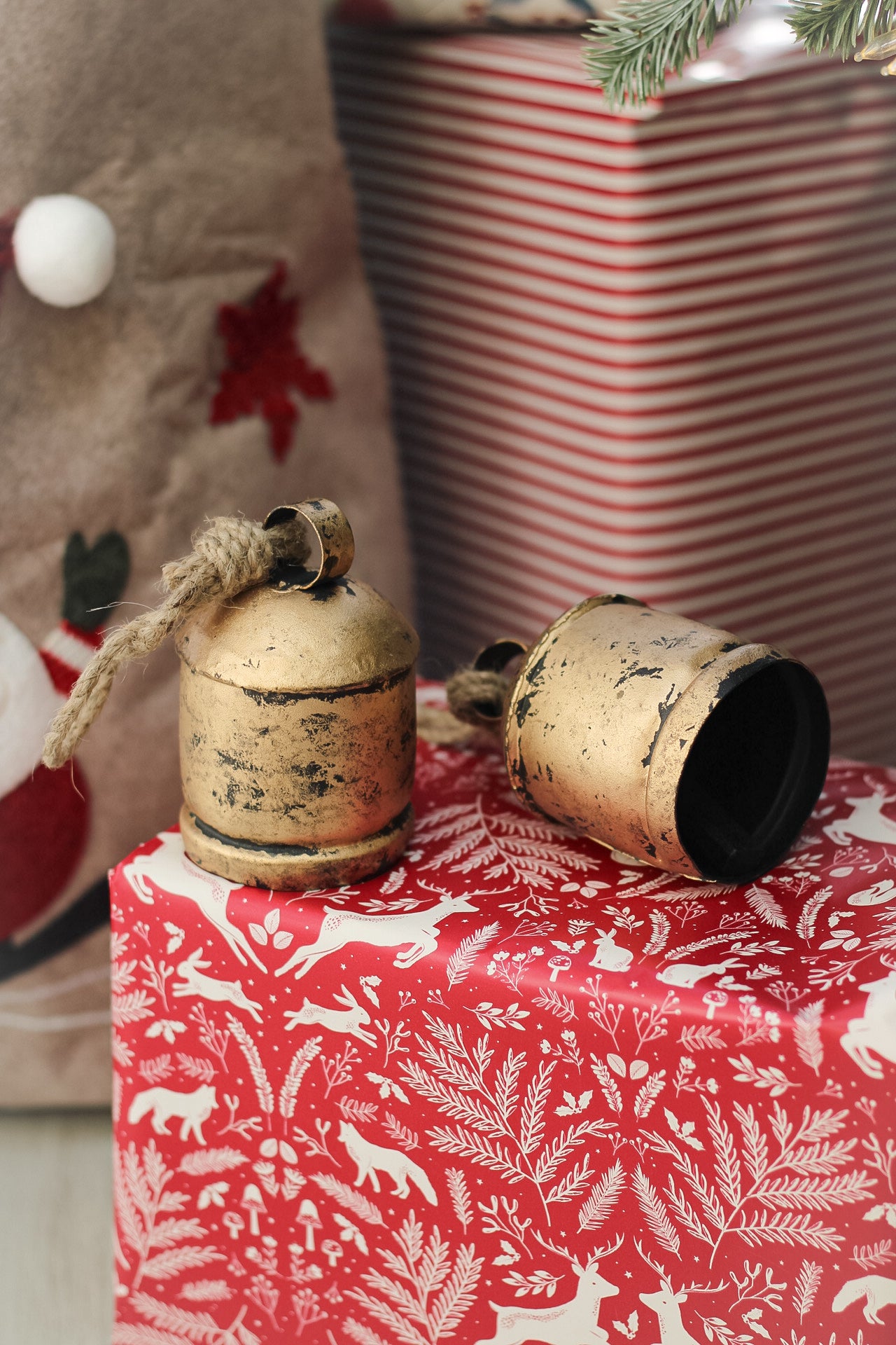 Rustic Antique Gold Cow Bell for christmas decorations