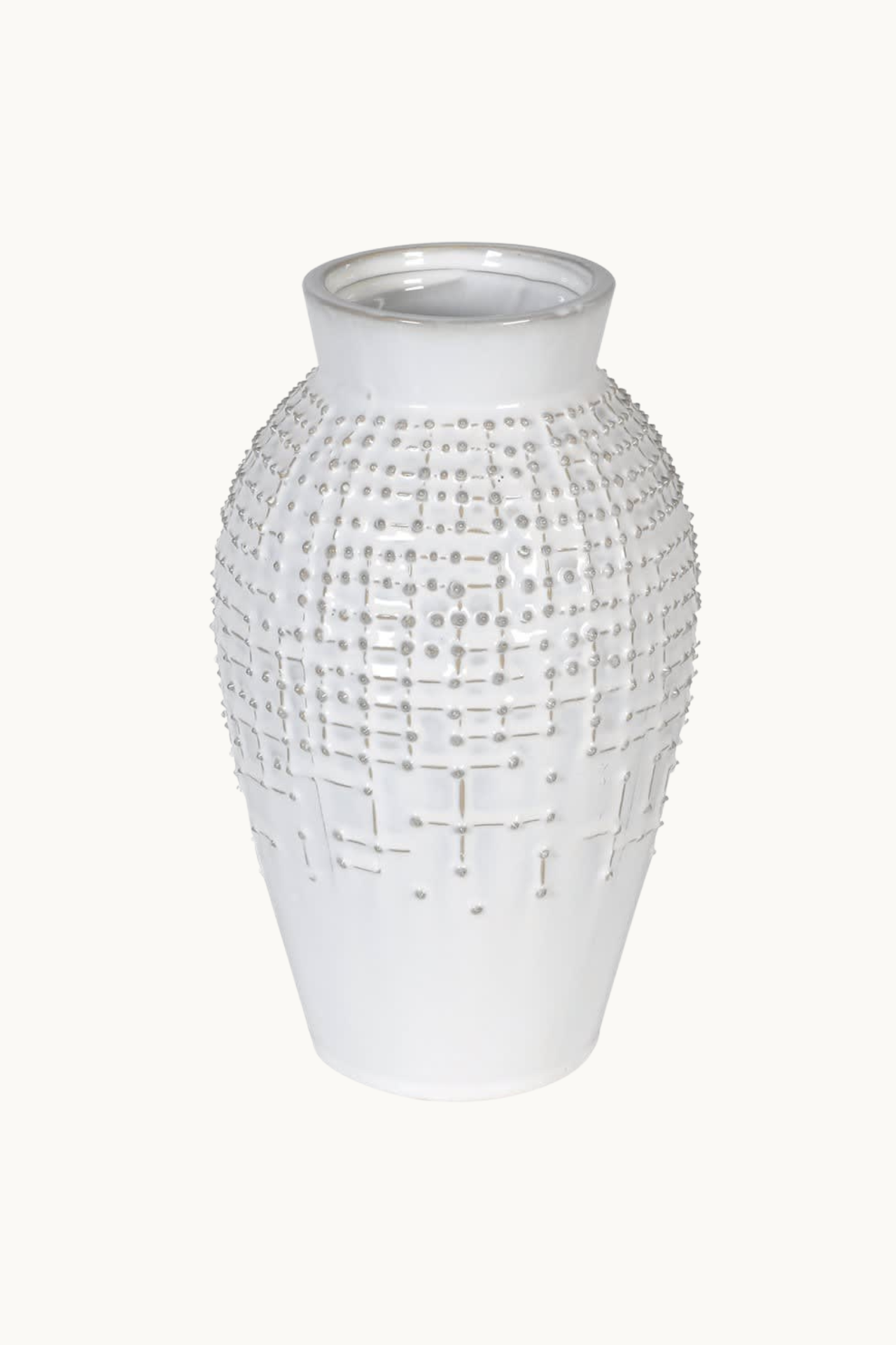 Rustic Off-White Ceramic Dotty Vase