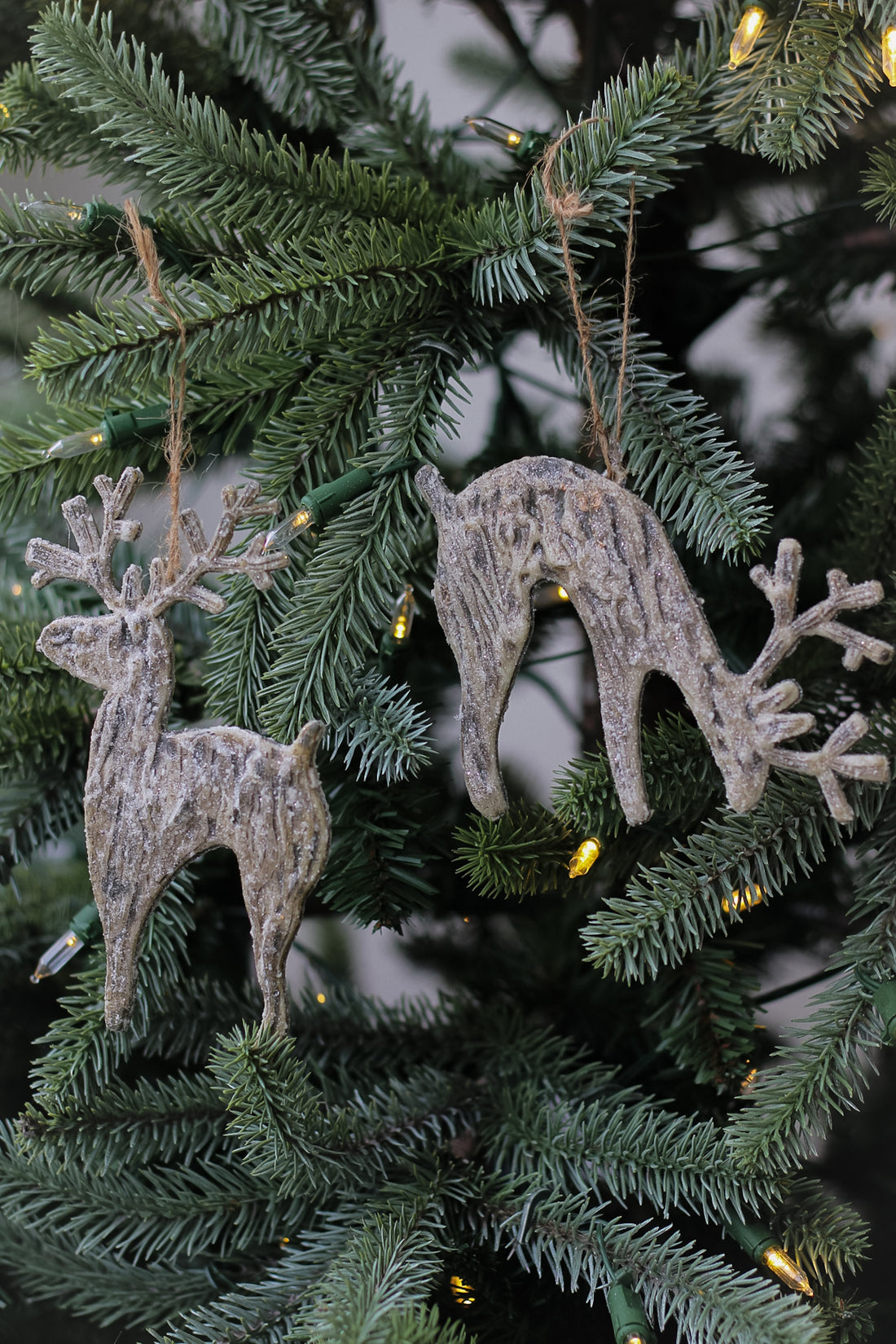 set of Rustic Reindeer Tree Hanger