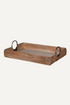 Rustic Wooden Tray with Metal Loop Handles