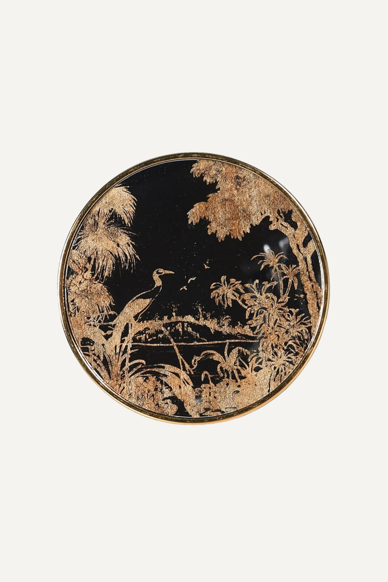 Antique Round Mirrored Grasses Gold Coasters | Set of 4