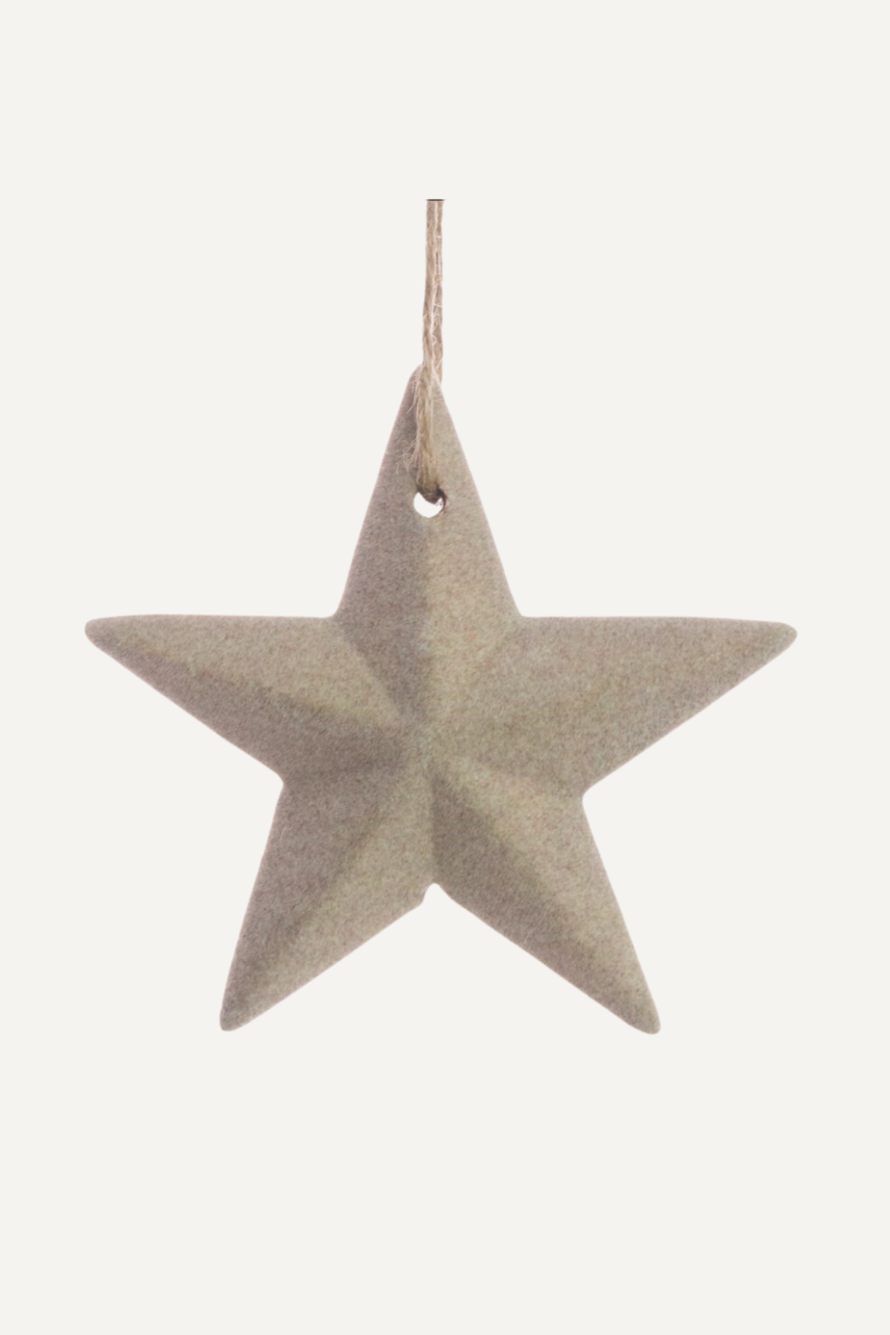 Soft Brown Flocked Star Tree Hanger