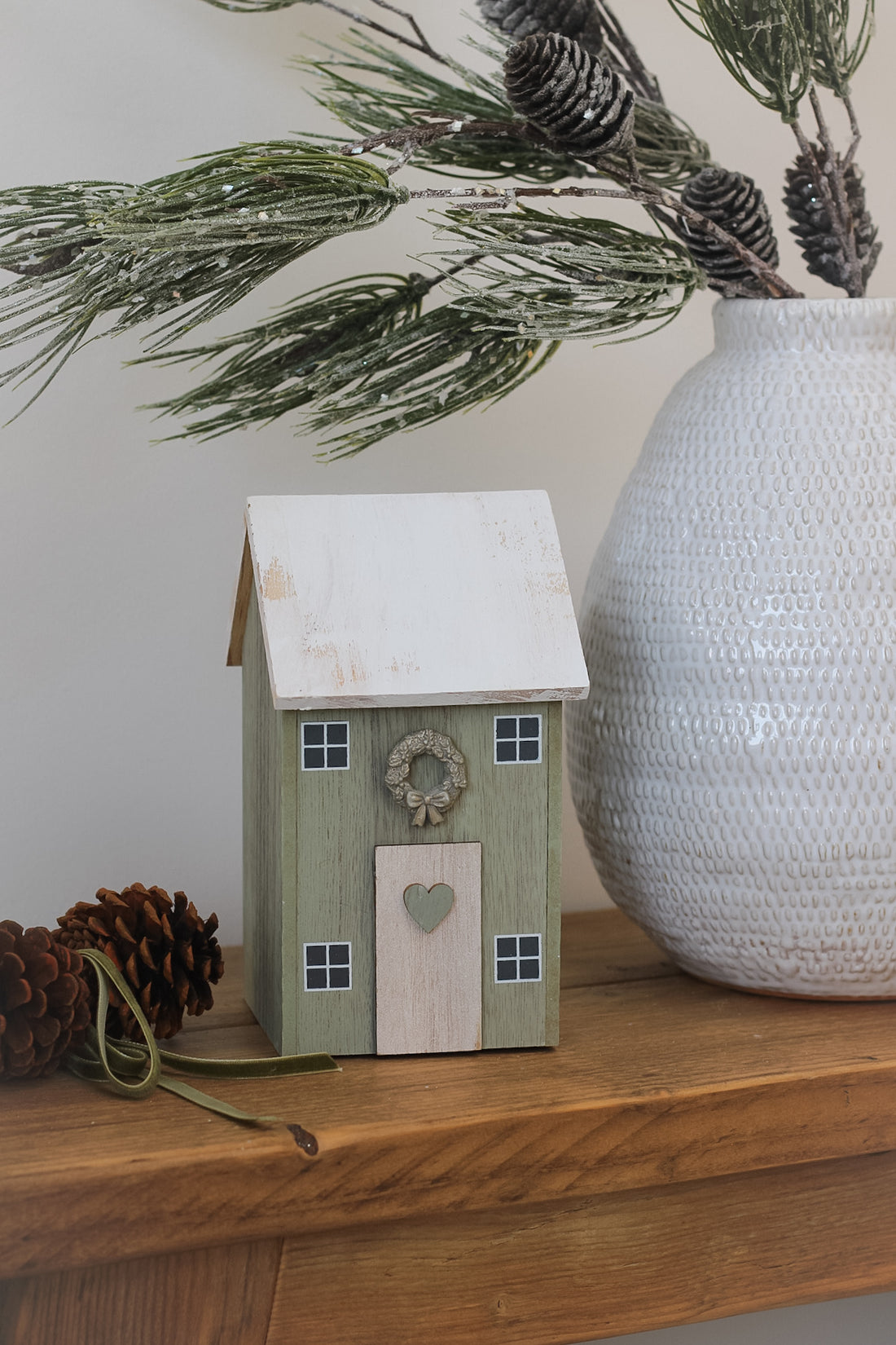 Sage Green Wooden Christmas House