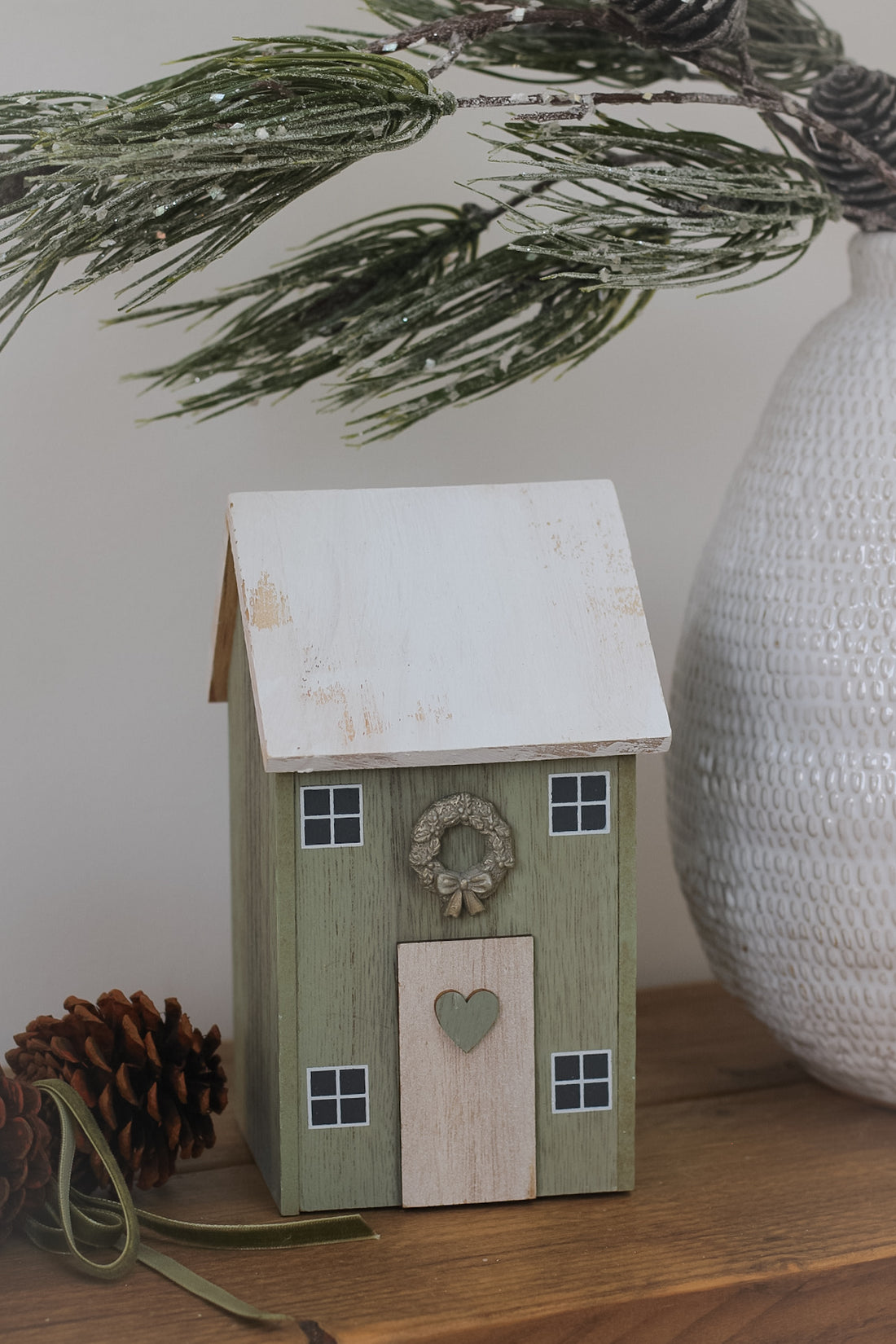 Sage Green Wooden Christmas House