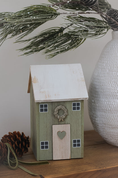 Sage Green Wooden Christmas House