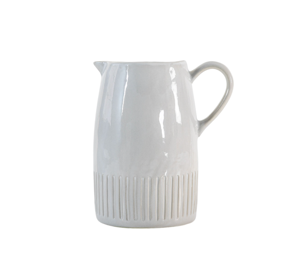 Ridged Patterned White Jug