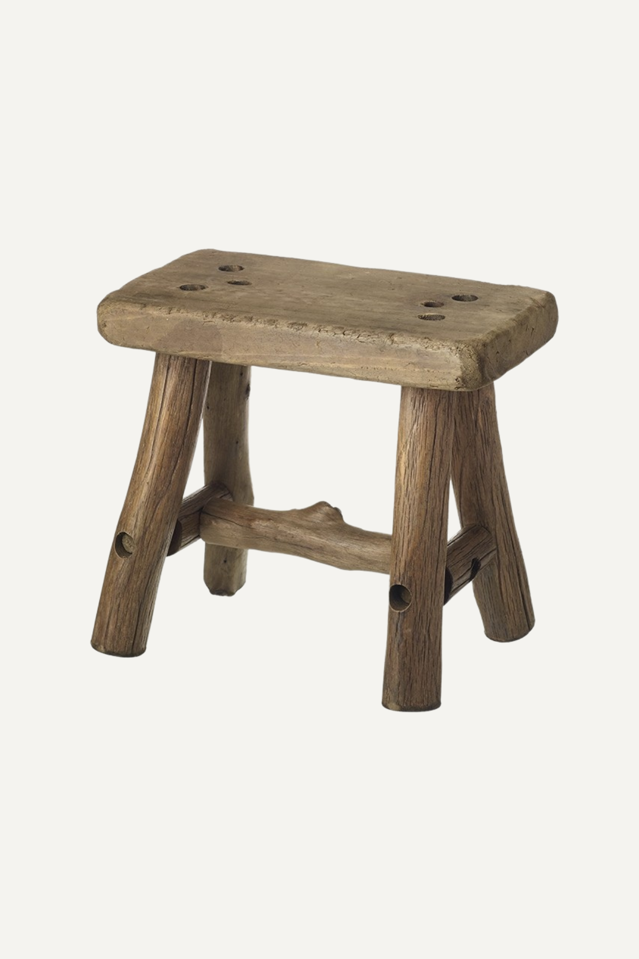 Small Rustic Wooden Stool Ivy Grey Interiors