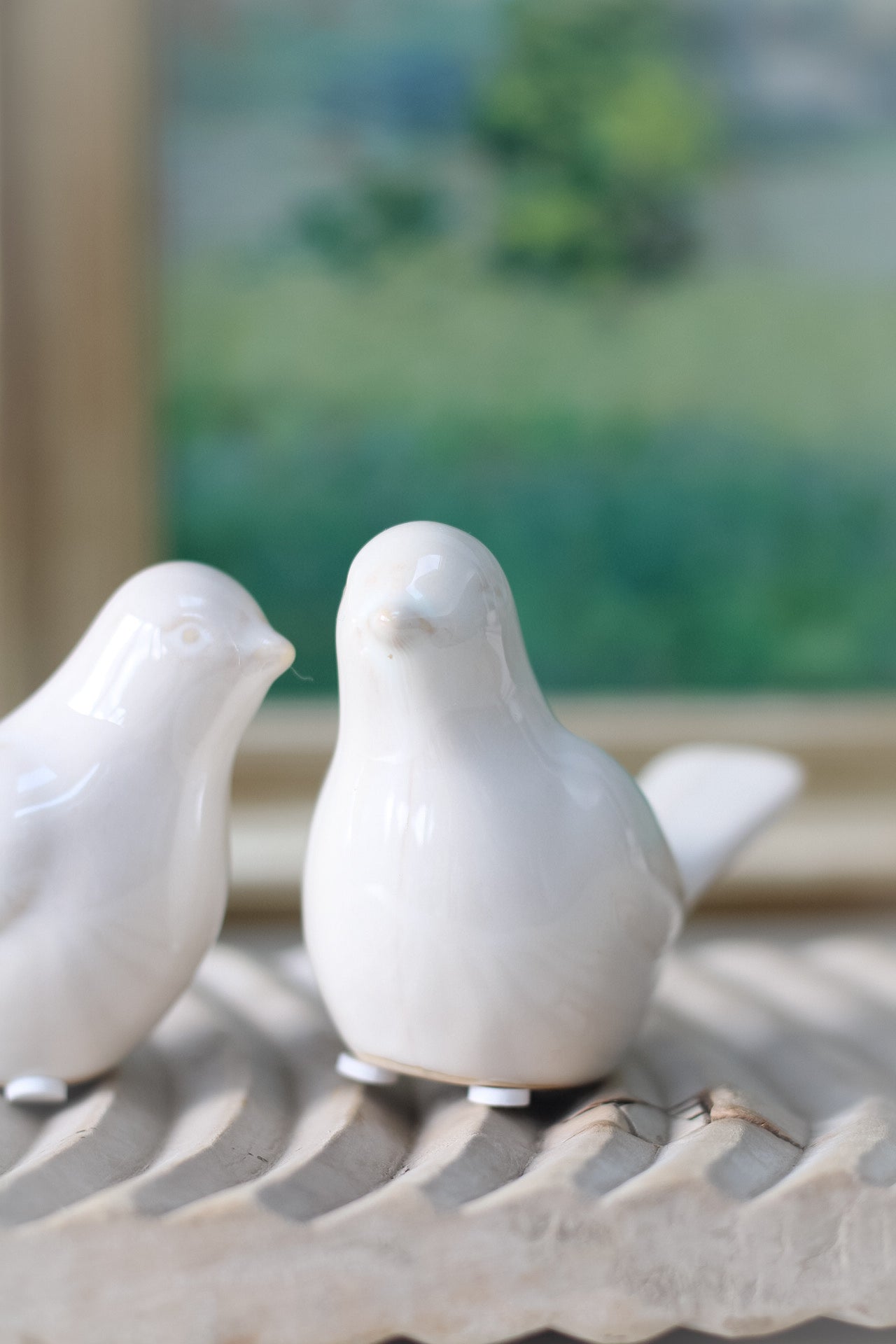 Soft White Ceramic Bird Ornaments