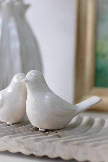 Soft White Ceramic Bird Ornaments