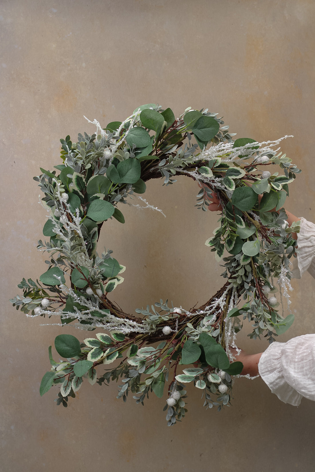 Sparkle White Berry and Green Foliage Wreath