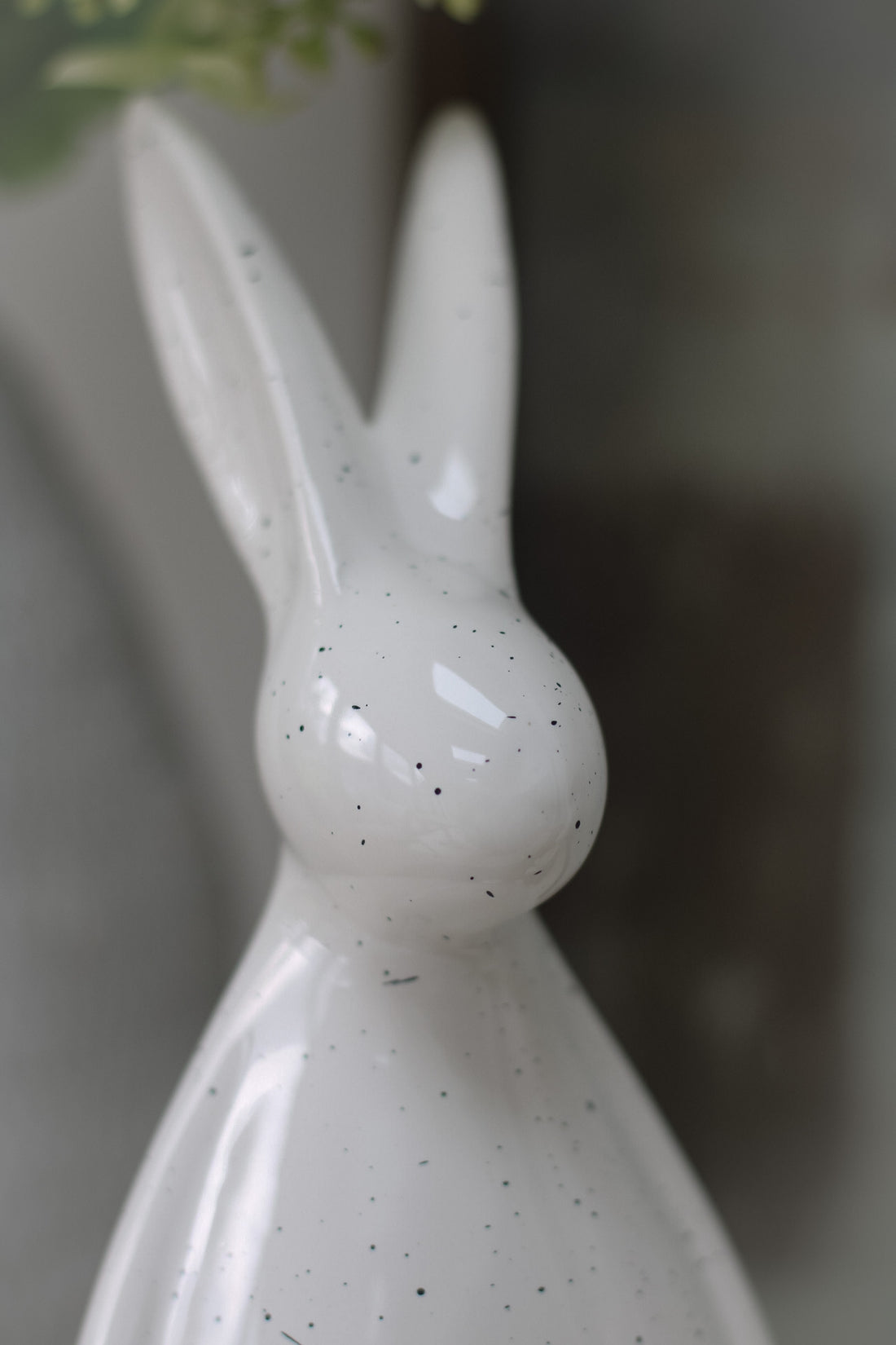 Speckled White Ceramic Standing Bunny