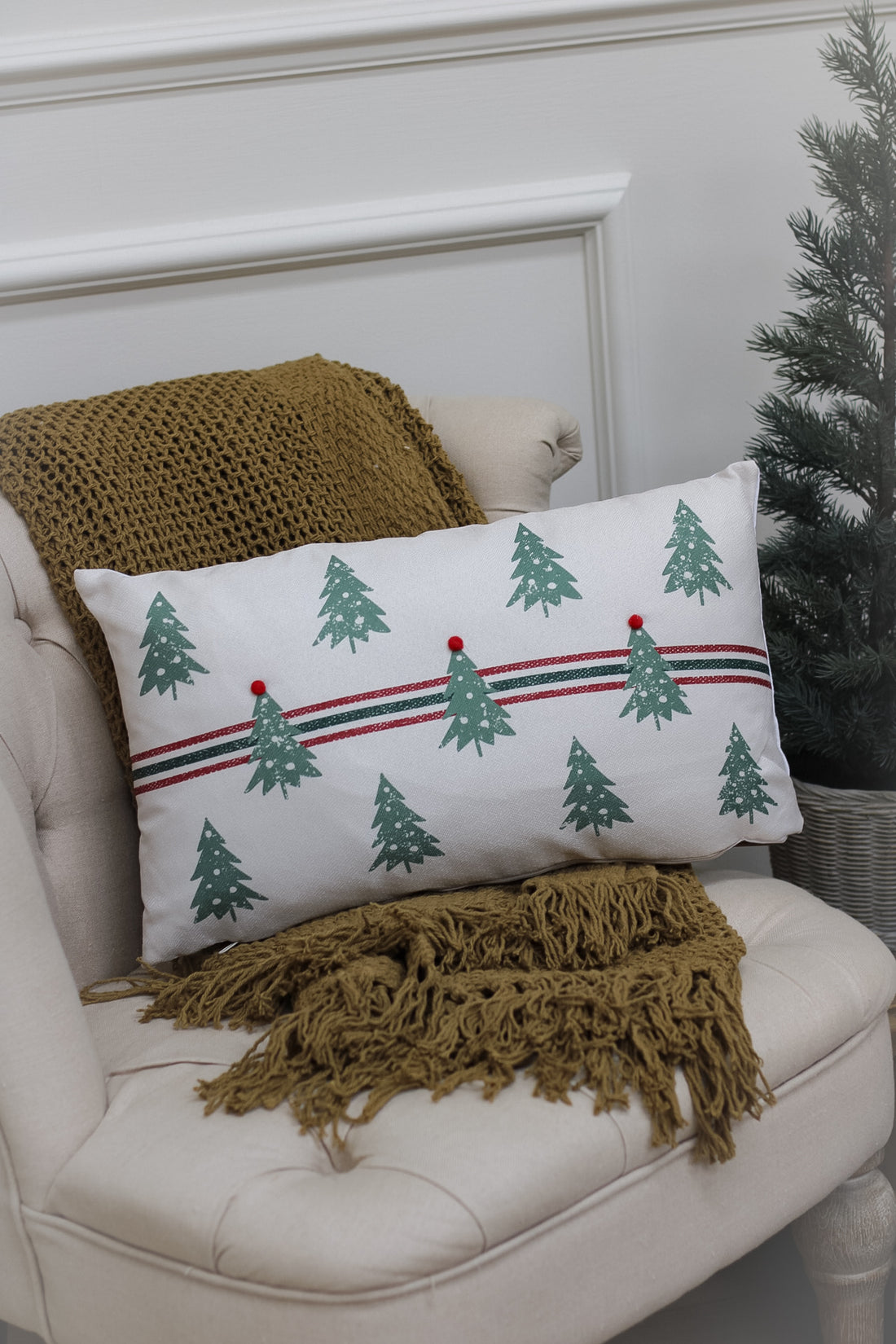 Striped Christmas Tree Cushion