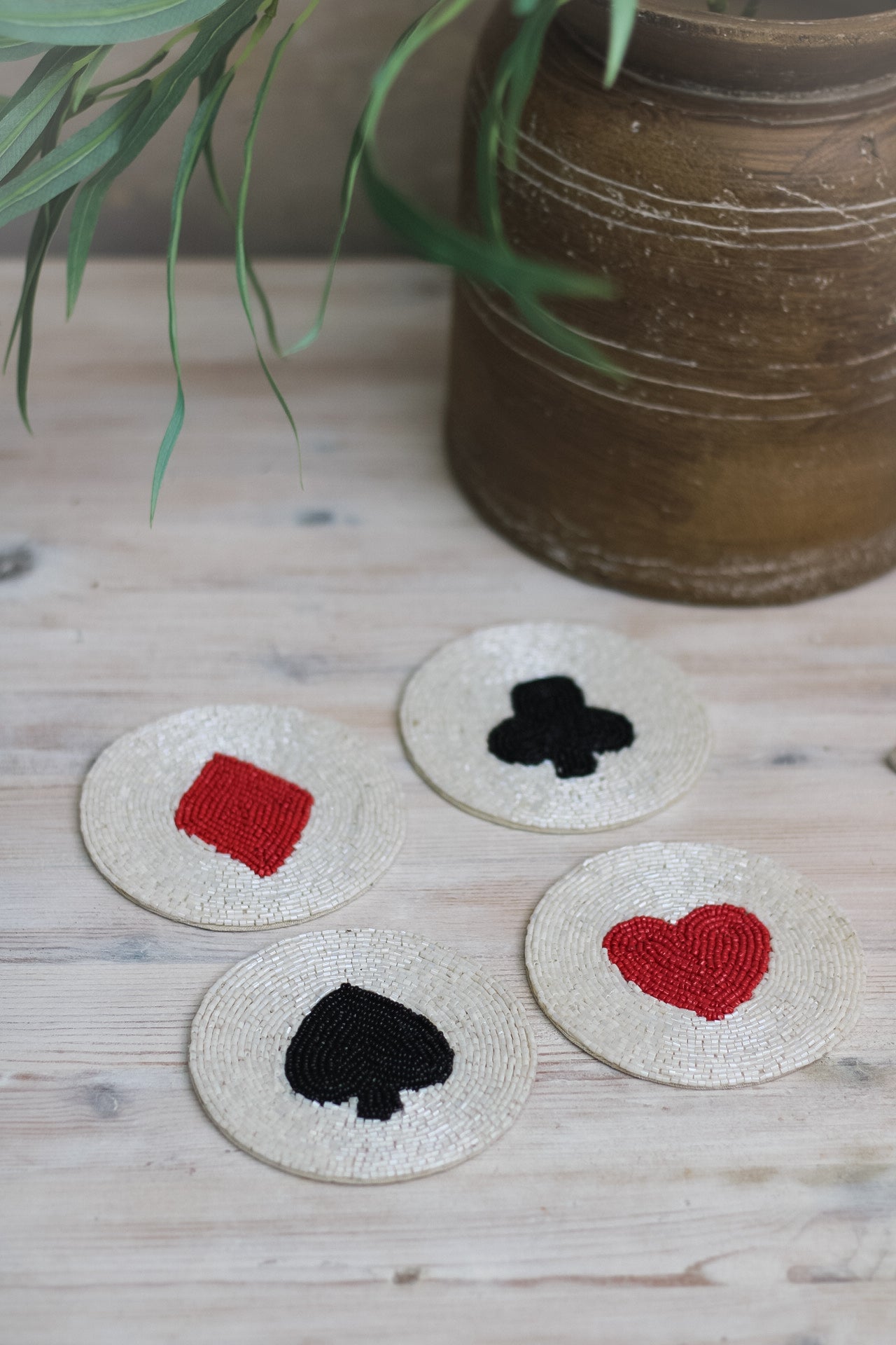 Suit of Cards Beaded Coasters 