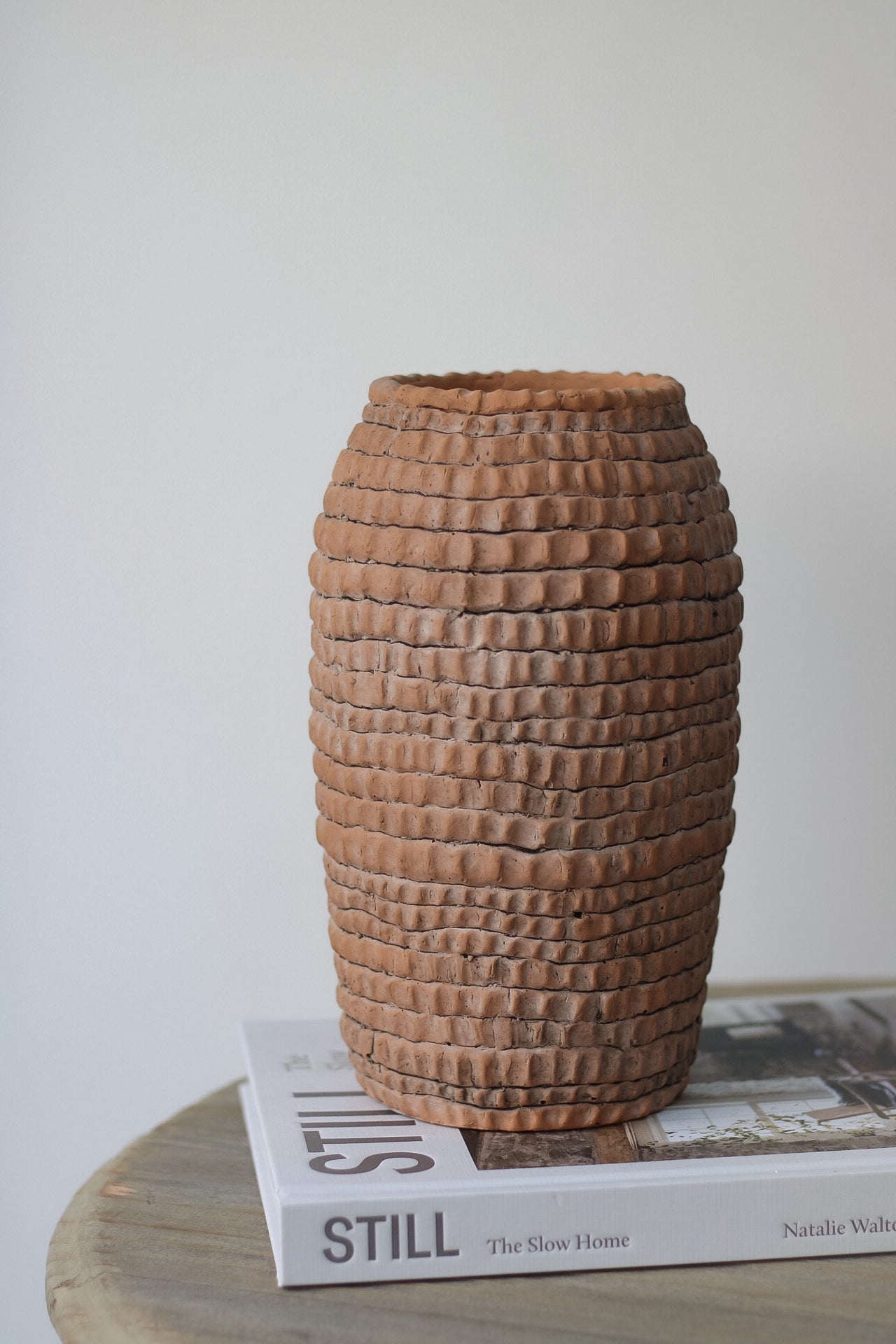 Tall Rustic Ridged Cement Vase