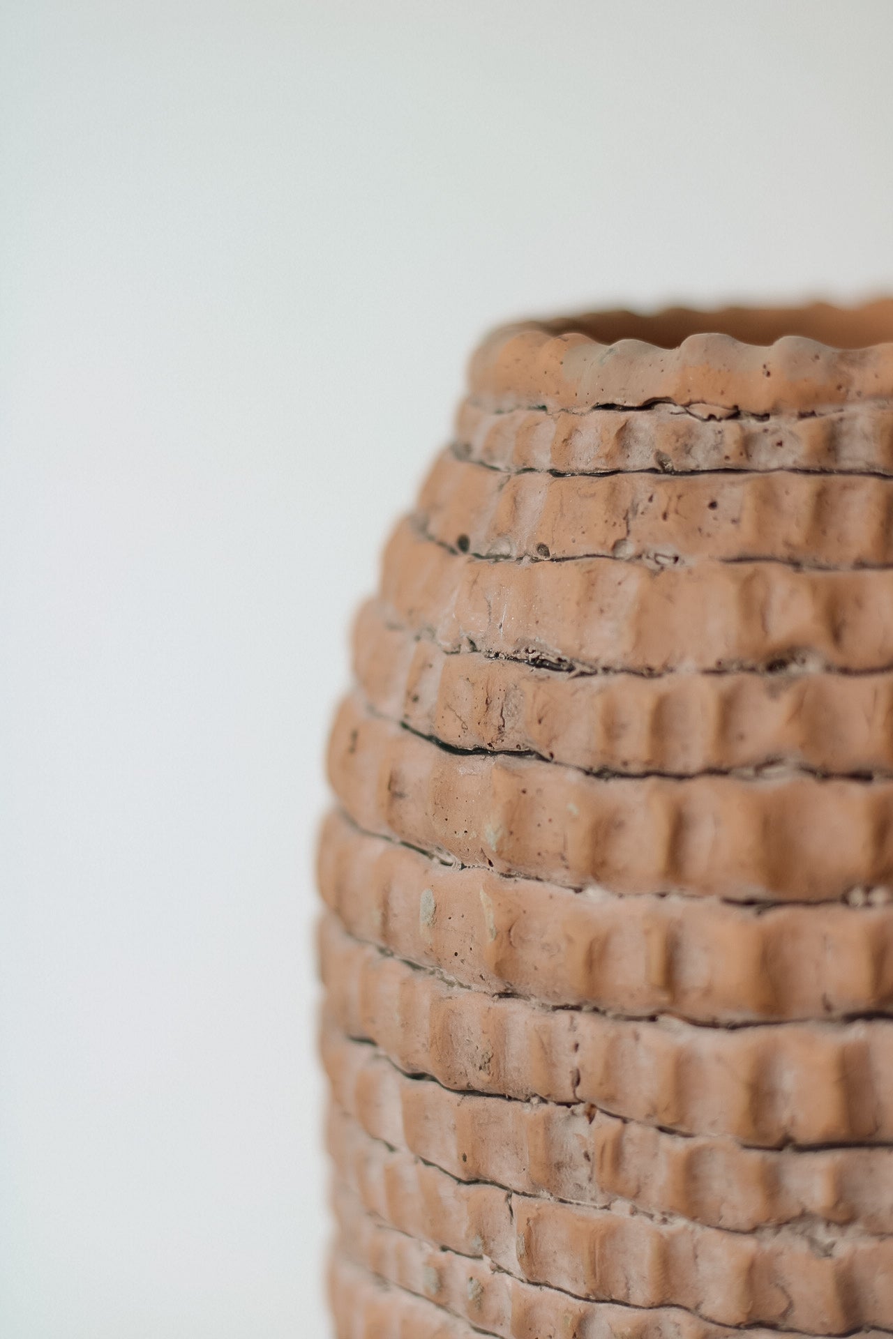 up close of ridged sunset hues vase