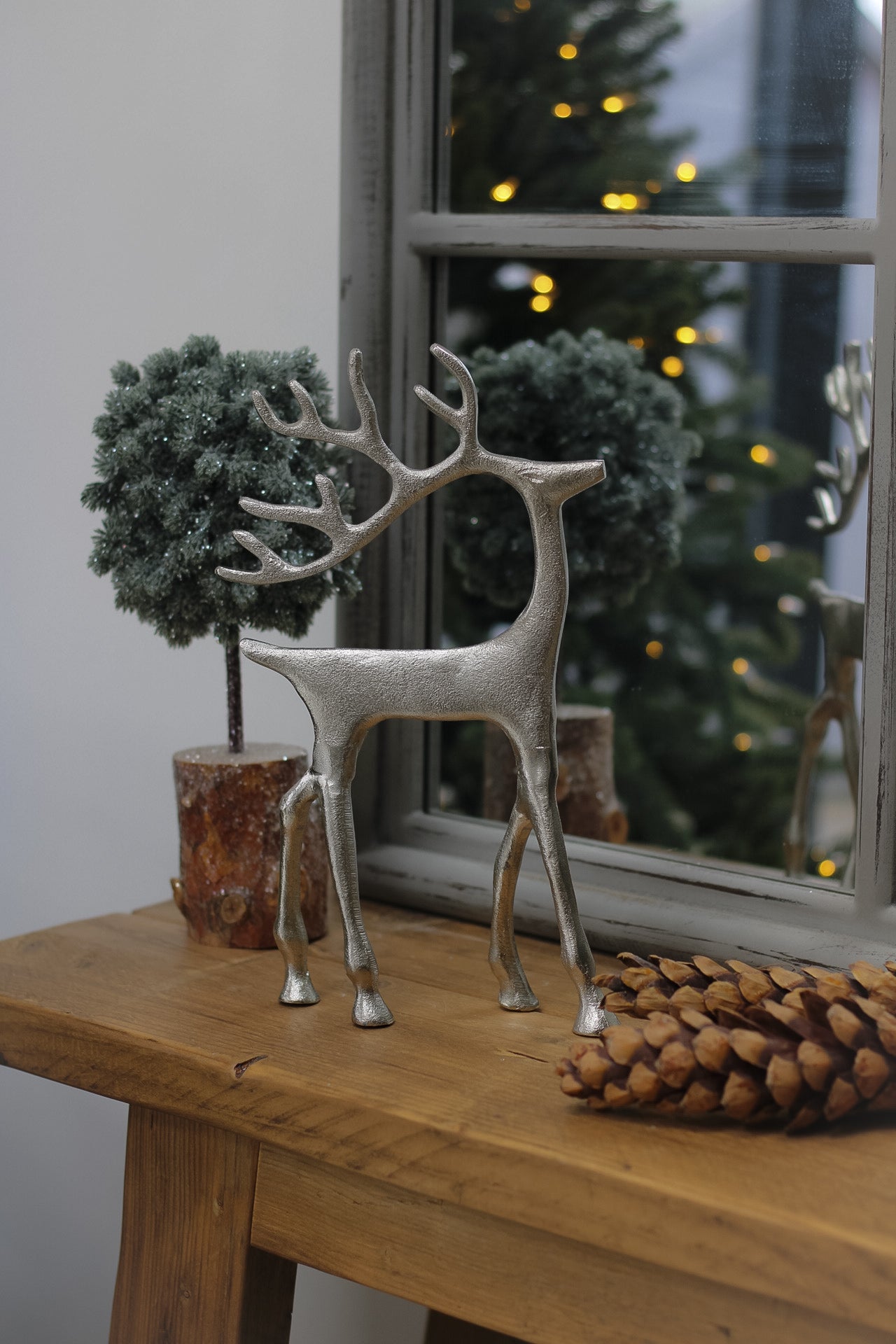 Tall Silver Metal Reindeer for christmas decorations