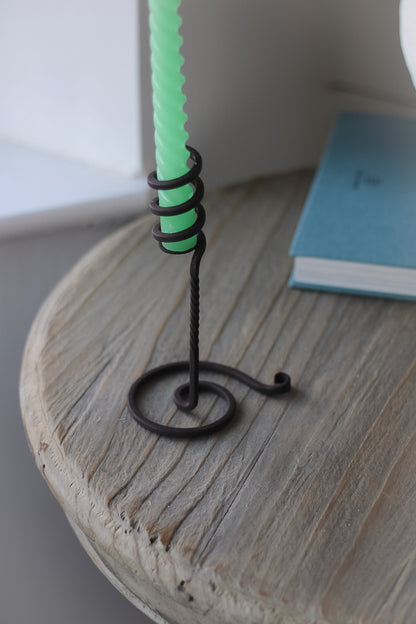 Tall Twisted Iron Candlestick