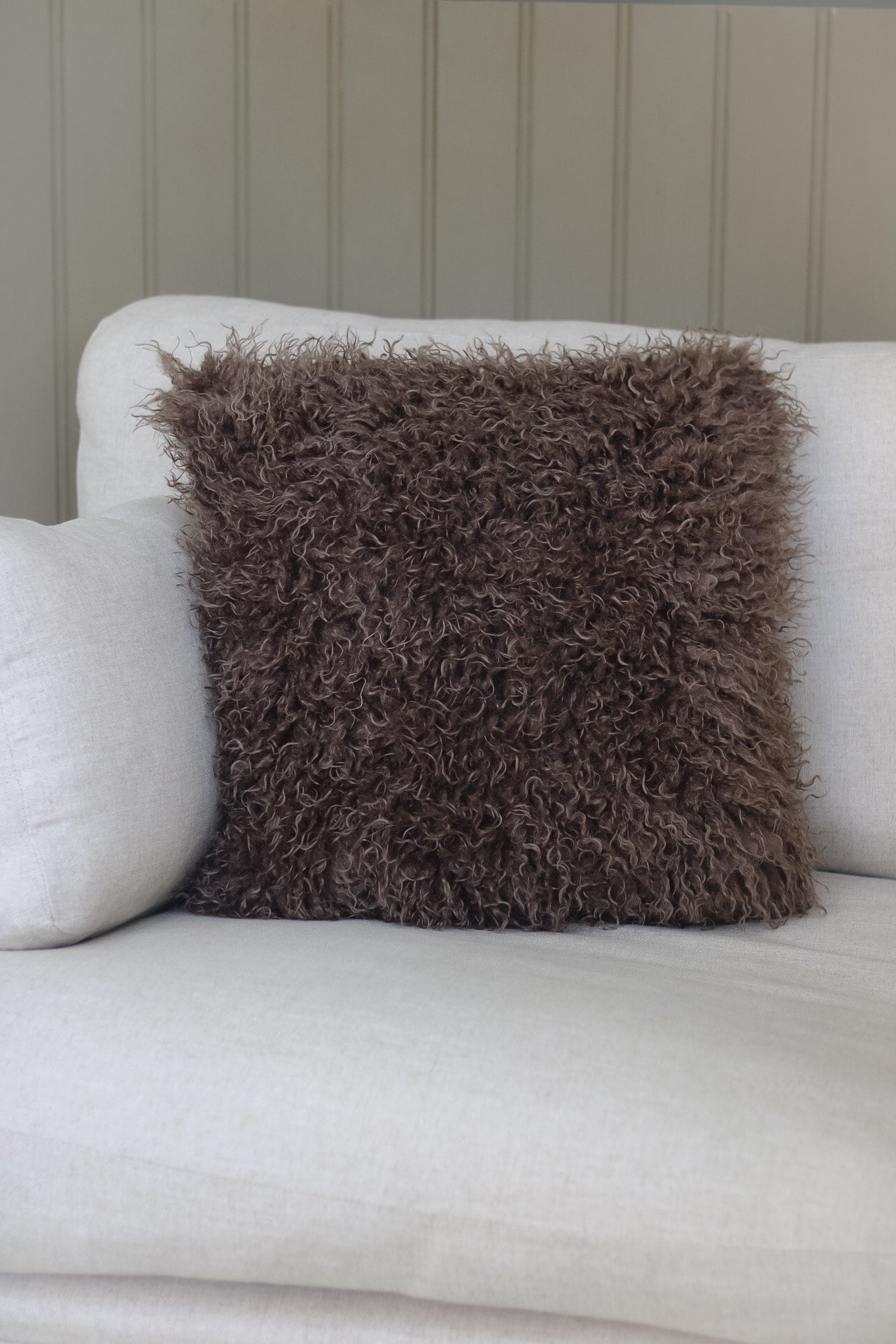 Tibet Coffee Fur Cushion for home decor