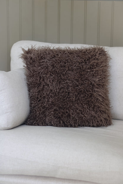 Tibet Coffee Fur Cushion for home decor