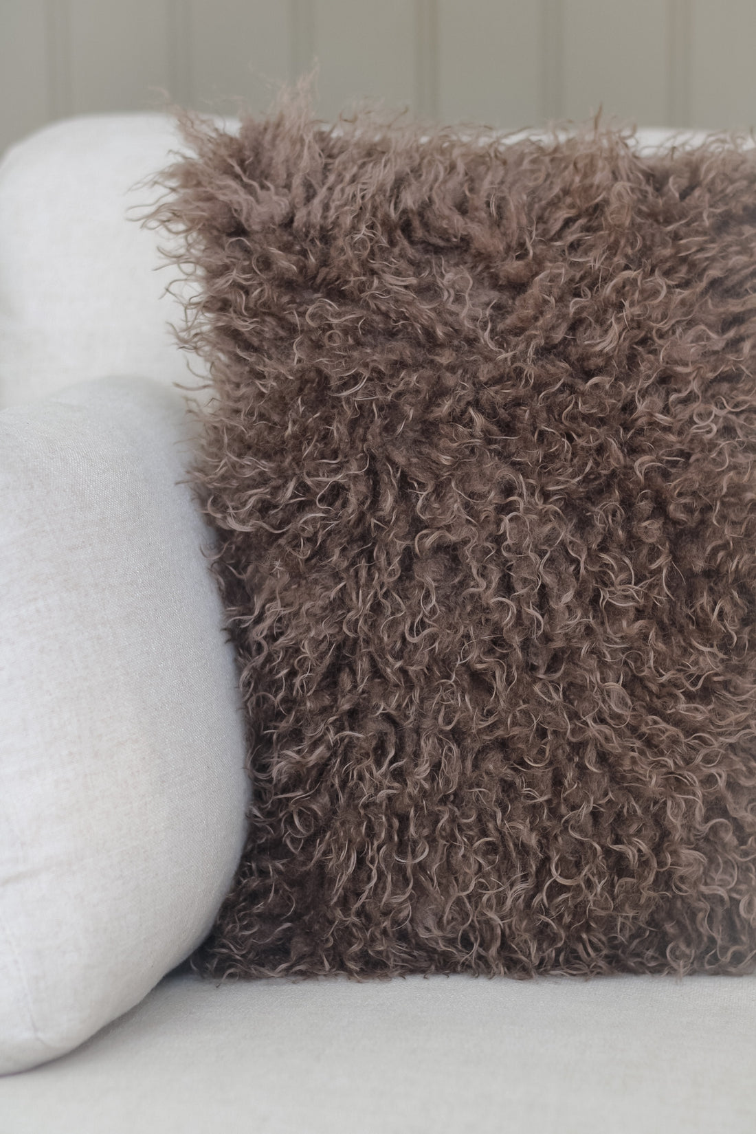 Tibet Coffee Fur Cushion for home decor