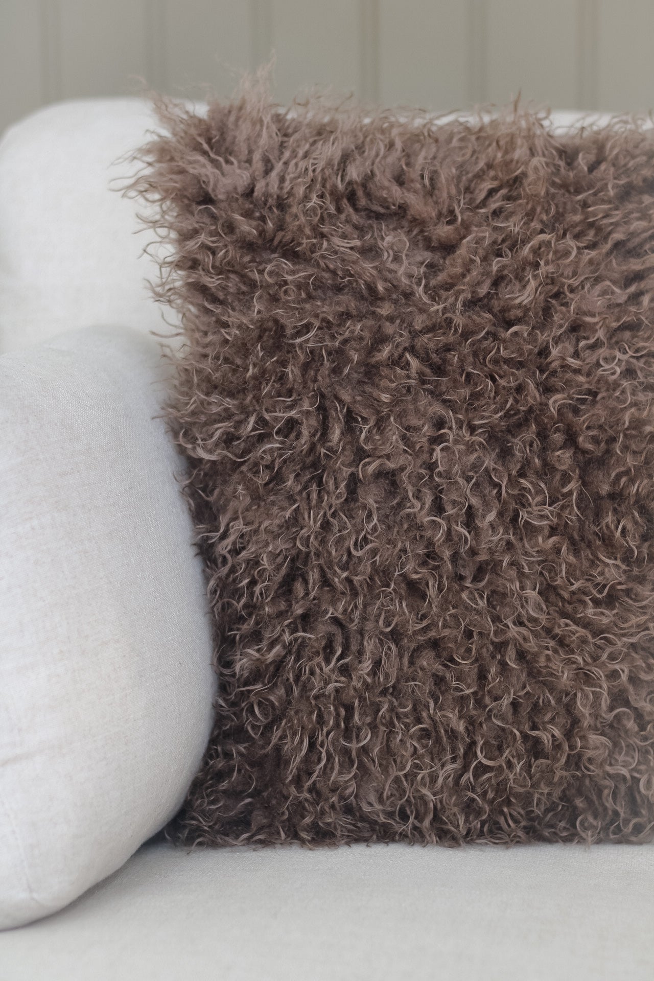 Tibet Coffee Fur Cushion for home decor