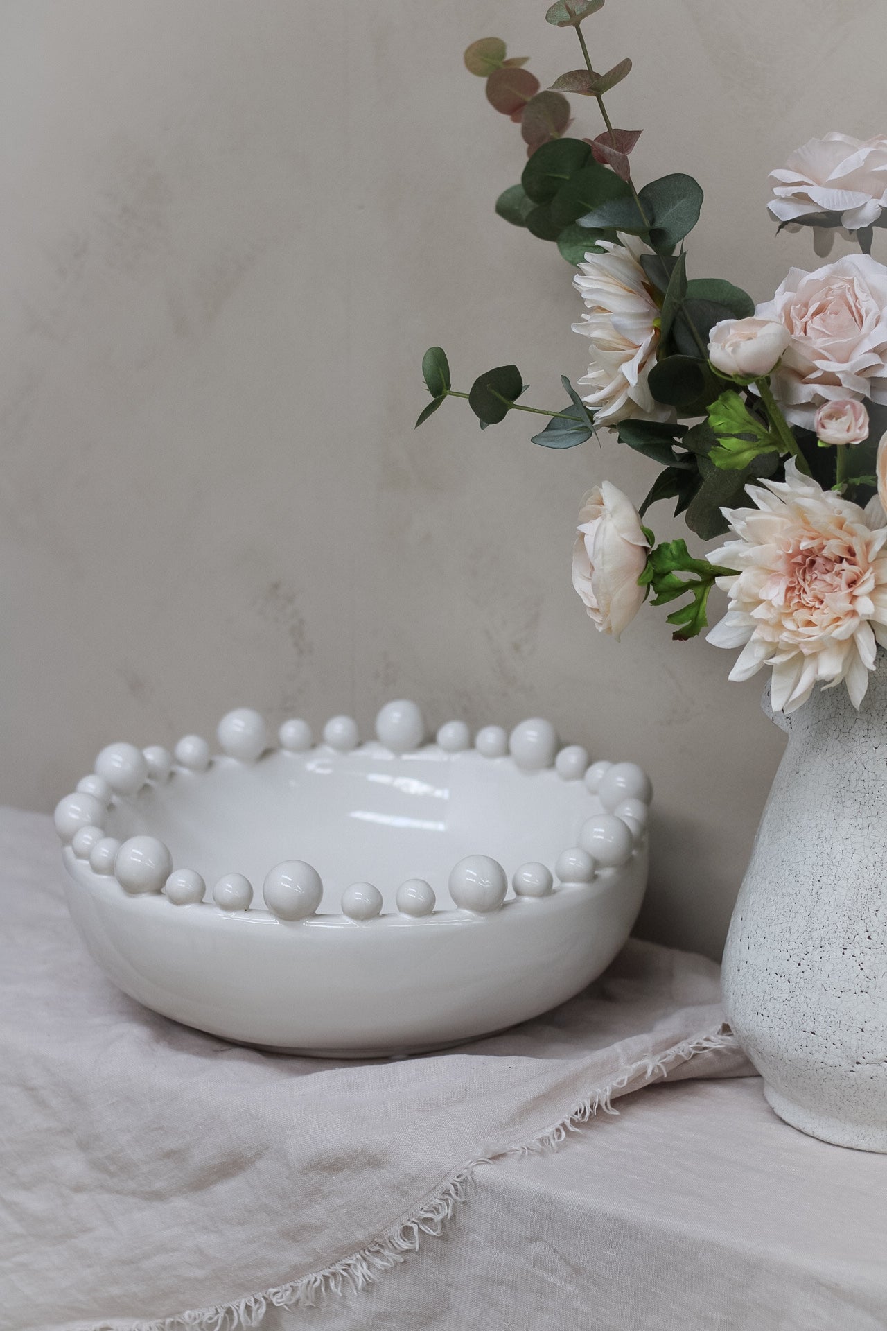 White Bobble Edged Bowl