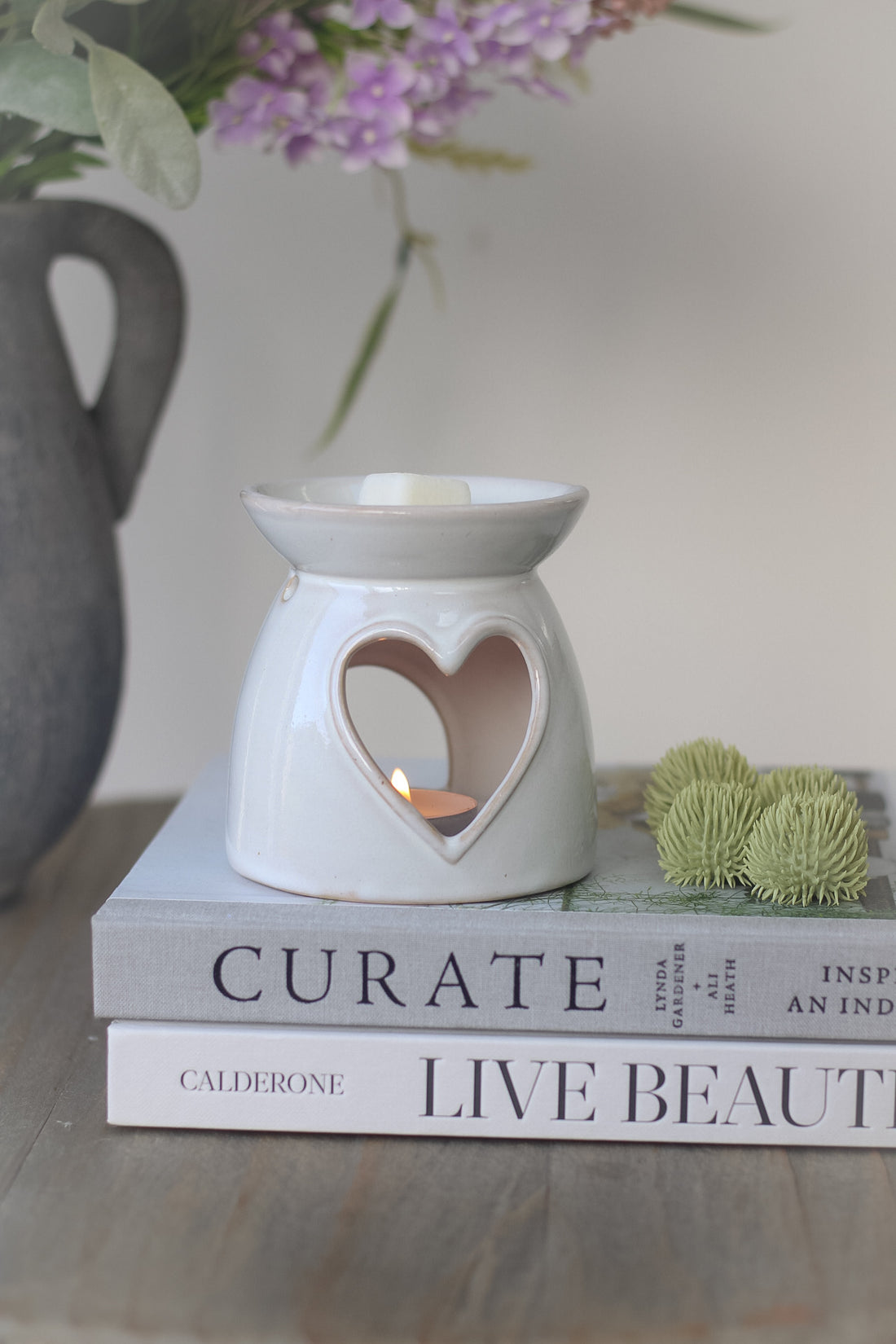 White Ceramic Heart Cut Out Wax Burner