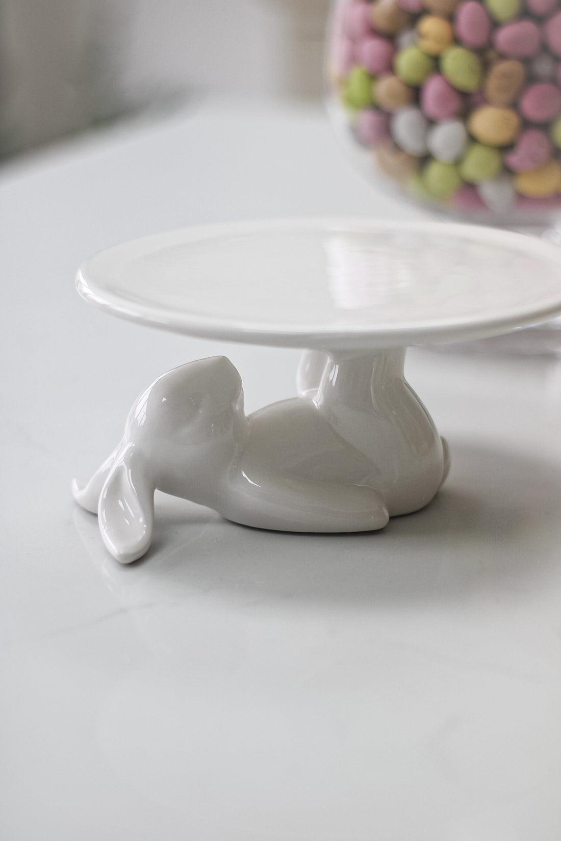 White Ceramic Rabbit Cake Stand