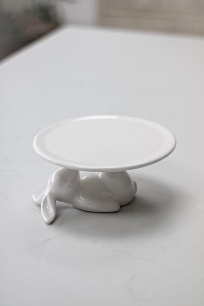 White Ceramic Rabbit Cake Stand