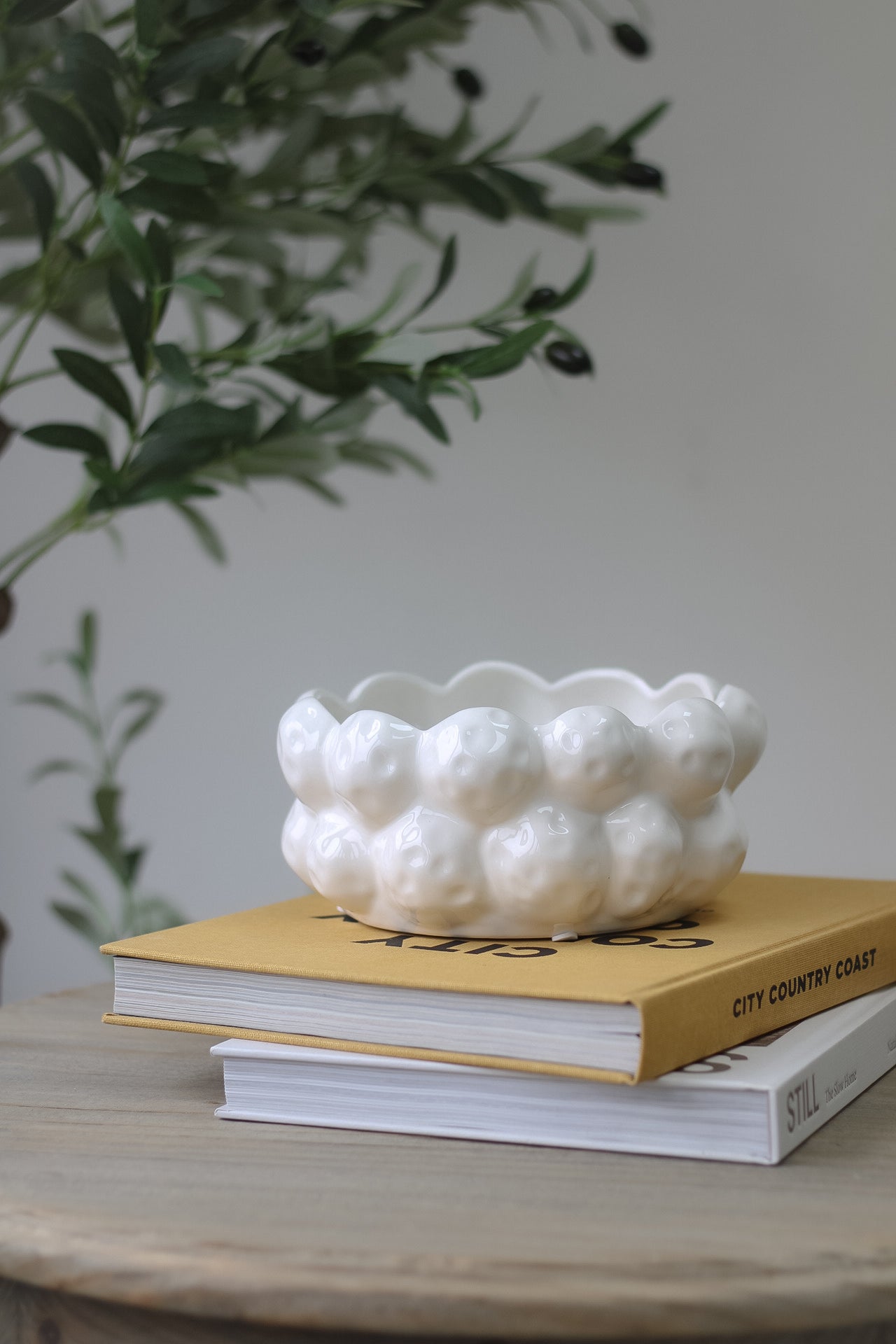 White Ceramic Snowball Planter 001