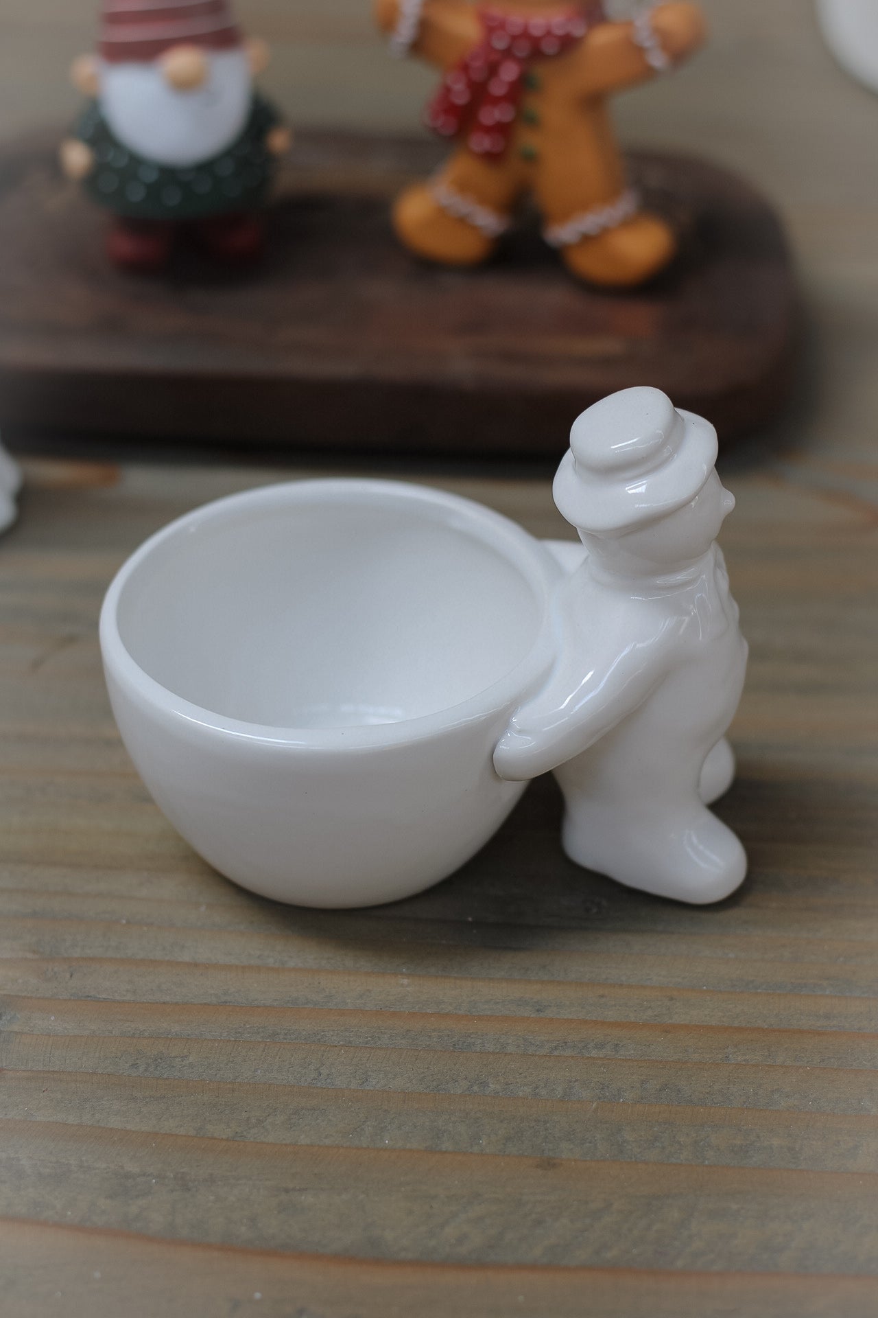 White Ceramic Snowman Snack Dish