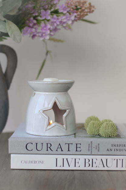 White Ceramic Star Cut Out Wax Burner