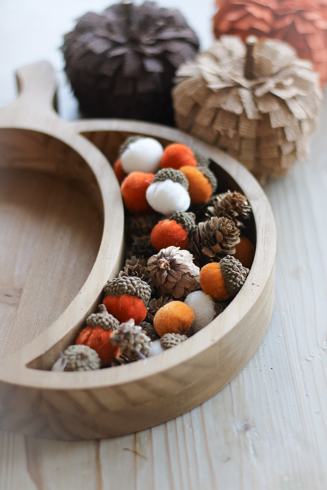 White &amp; Orange Acorn &amp; Pinecones