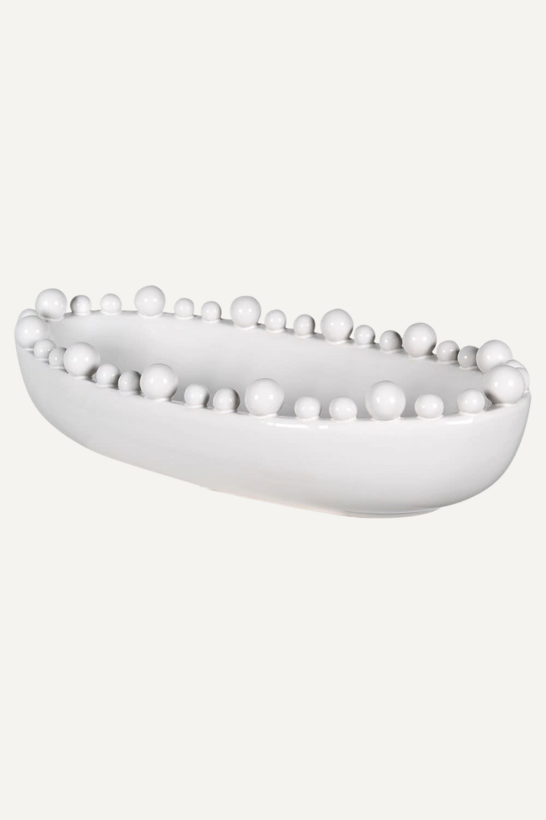 White Oval Bobble Edged Bowl