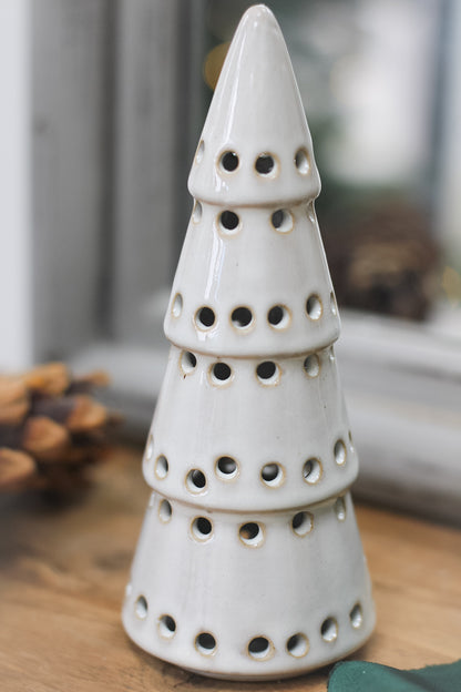 up close of LED white christmas tree