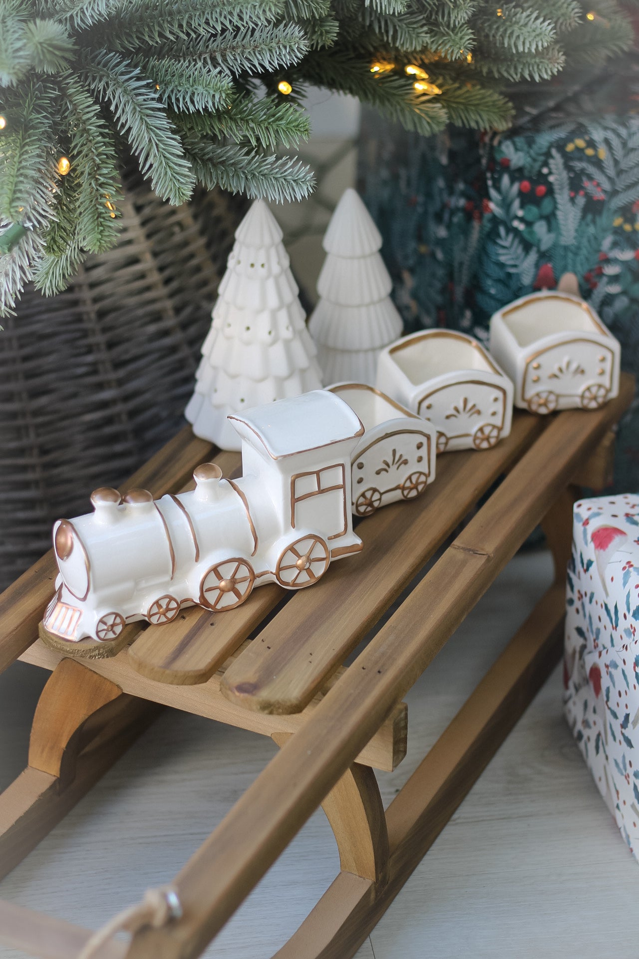 White Porcelain Train Set for timeless christmas decor